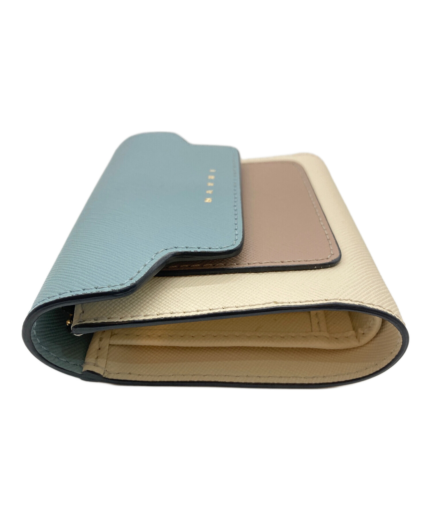 中古・古着通販】MARNI (マルニ) 3つ折り財布 ブルー×ベージュ