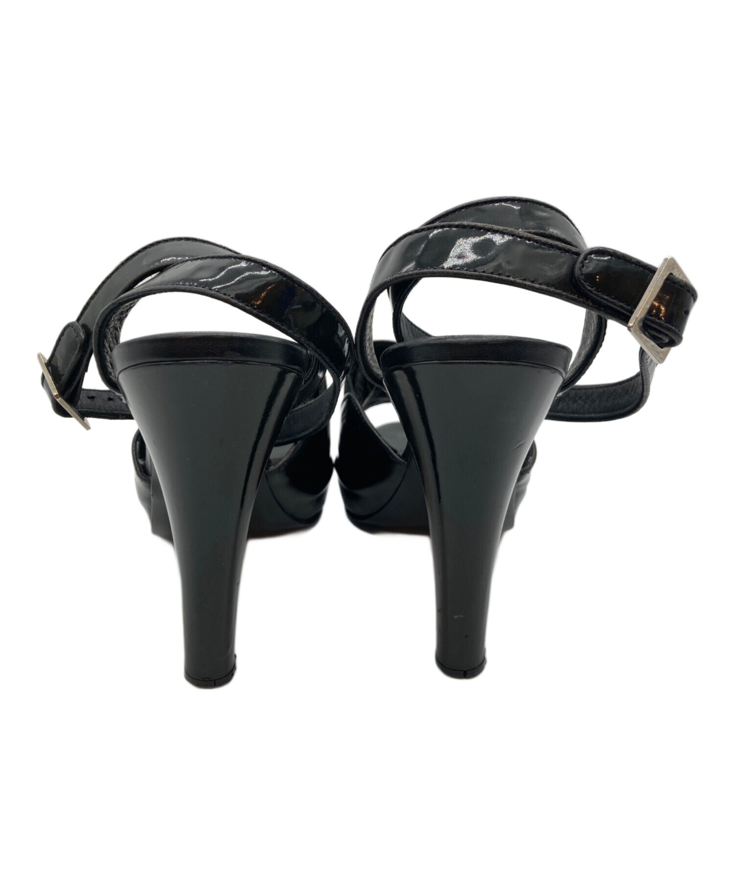 CHANEL ブラック ストラップサンダル 中古・古着通販】CHANEL (シャネル) アンクルストラップサンダル
