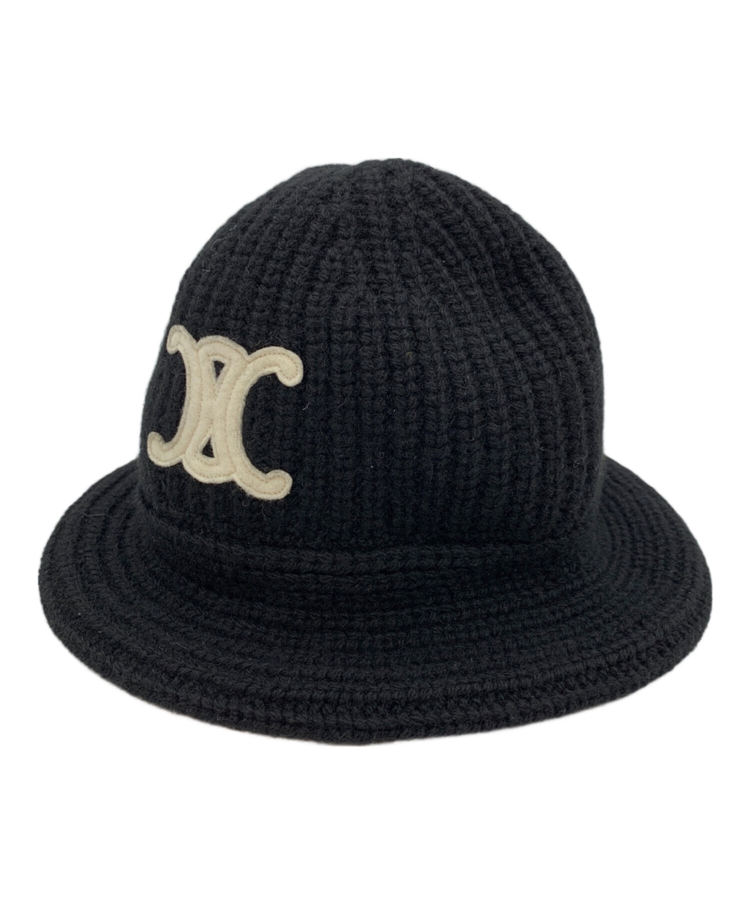 CELINE トリオンフ クロシェ ニット帽 バケット ハット 正規品 中古・古着通販】CELINE (セリーヌ) トリオンフ クロシェ バケット