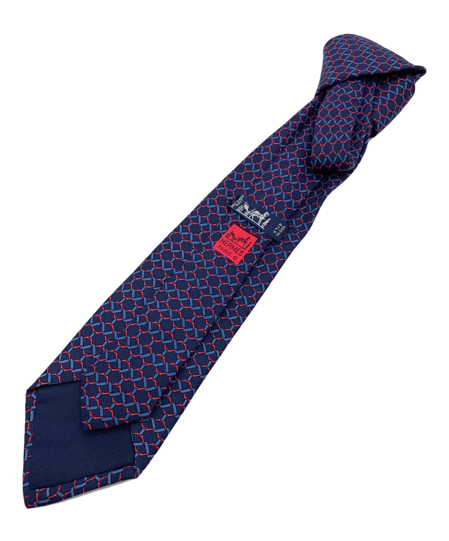 中古・古着通販】HERMES (エルメス) シルクネクタイ レッド×ネイビー
