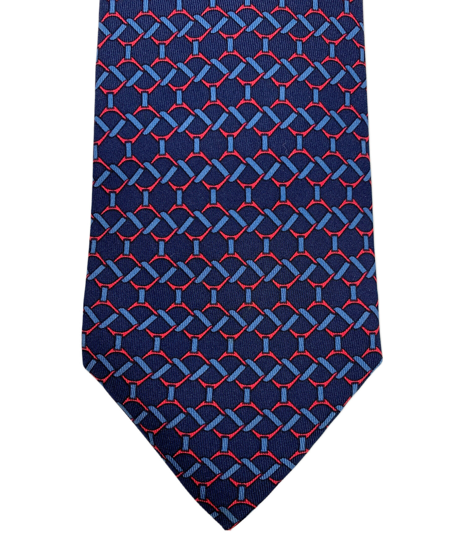 中古・古着通販】HERMES (エルメス) シルクネクタイ レッド×ネイビー