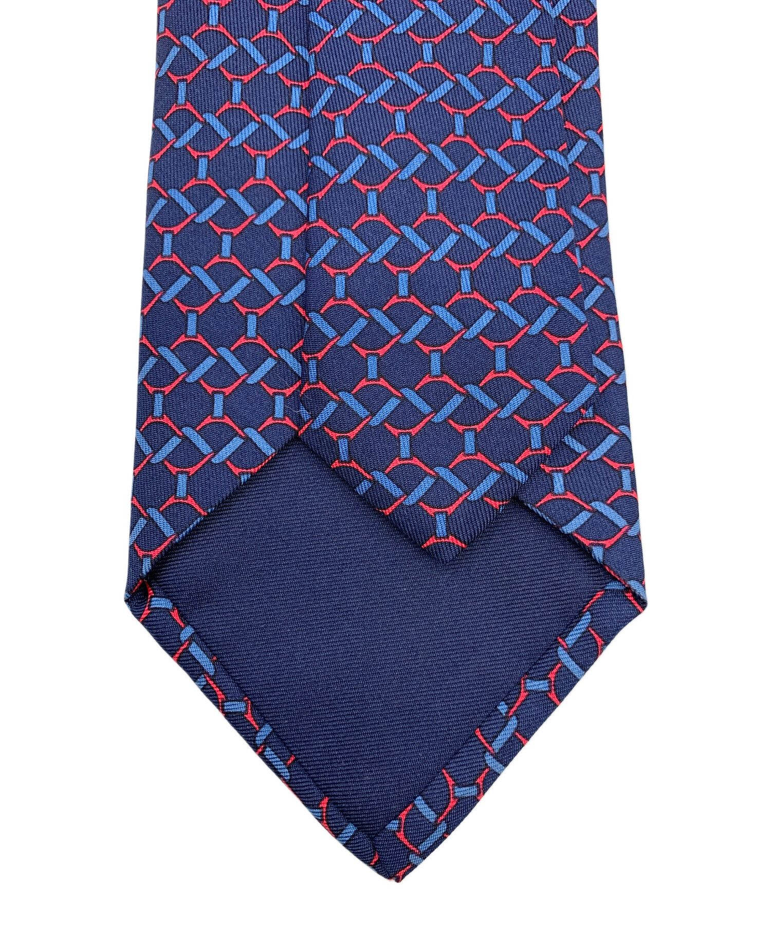 エルメス　HERMES　シルク　ネクタイ　ネイビー 中古・古着通販】HERMES (エルメス) シルクネクタイ ネイビー サイズ