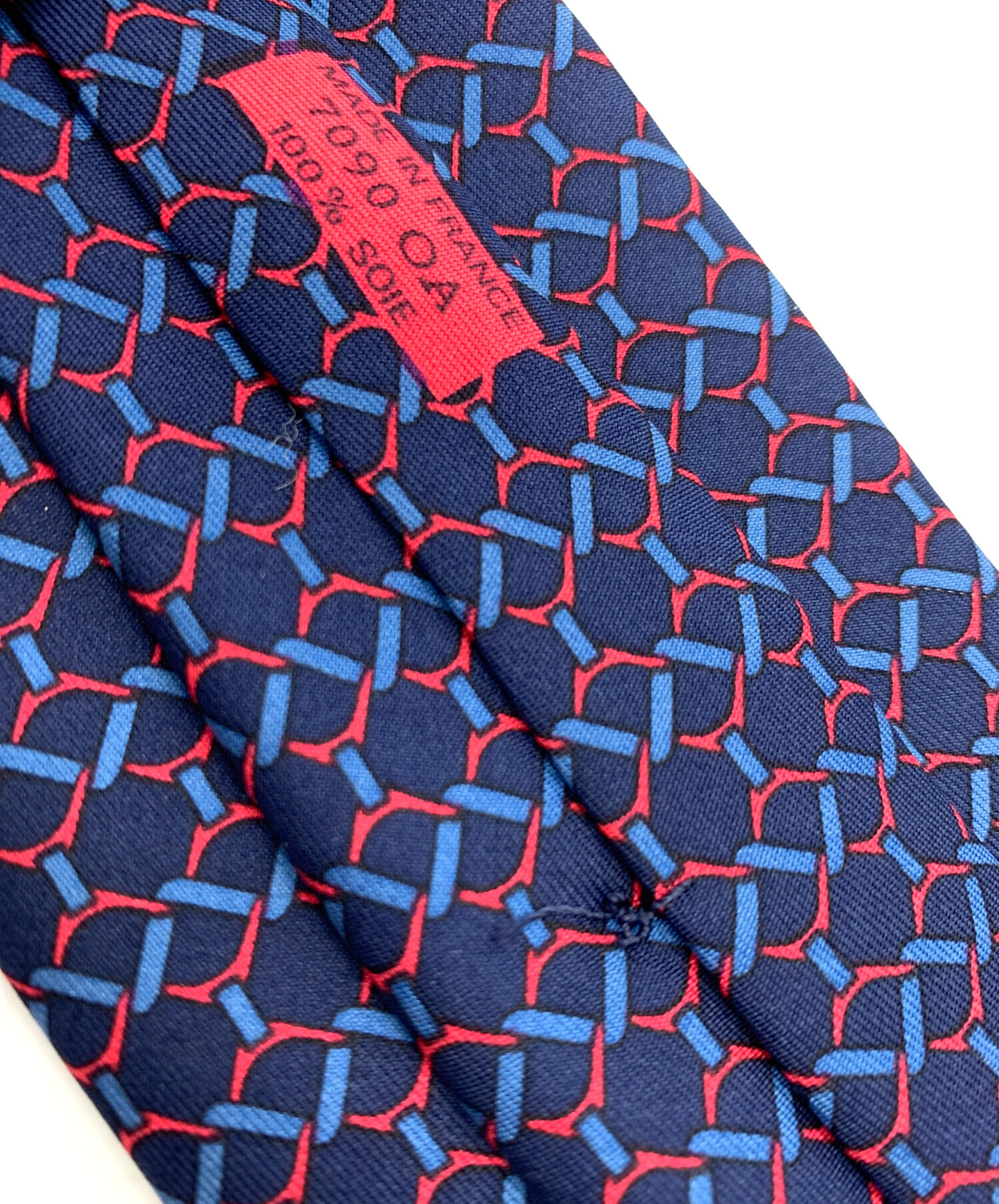 中古・古着通販】HERMES (エルメス) シルクネクタイ レッド×ネイビー