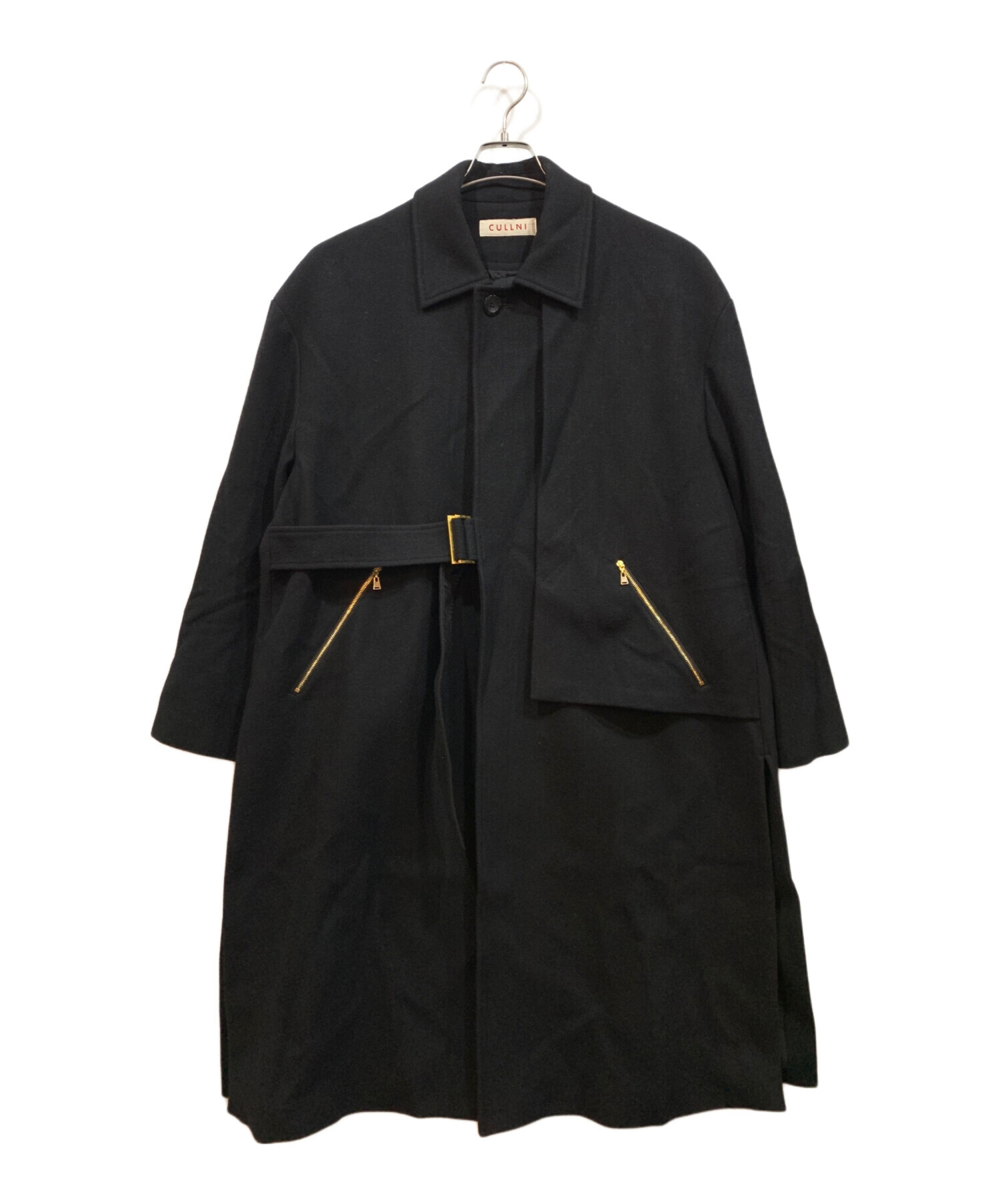 中古・古着通販】CULLNI (クルニ) タイロッケンコート ブラック サイズ