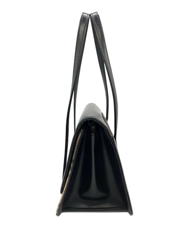 【未使用級】バーバリー　ハンドバッグ　レザー　黒　ブラック　ゴールド金具 中古・古着通販】BURBERRY (バーバリー) ハンドバッグ ブラック