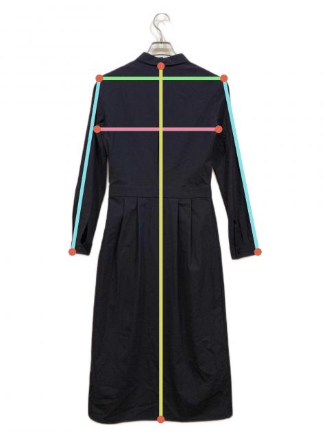 試着のみ ジルサンダー総シルクワンピース 深緑色 中古・古着通販】JIL SANDER (ジルサンダー) 長袖ワンピース ネイビー
