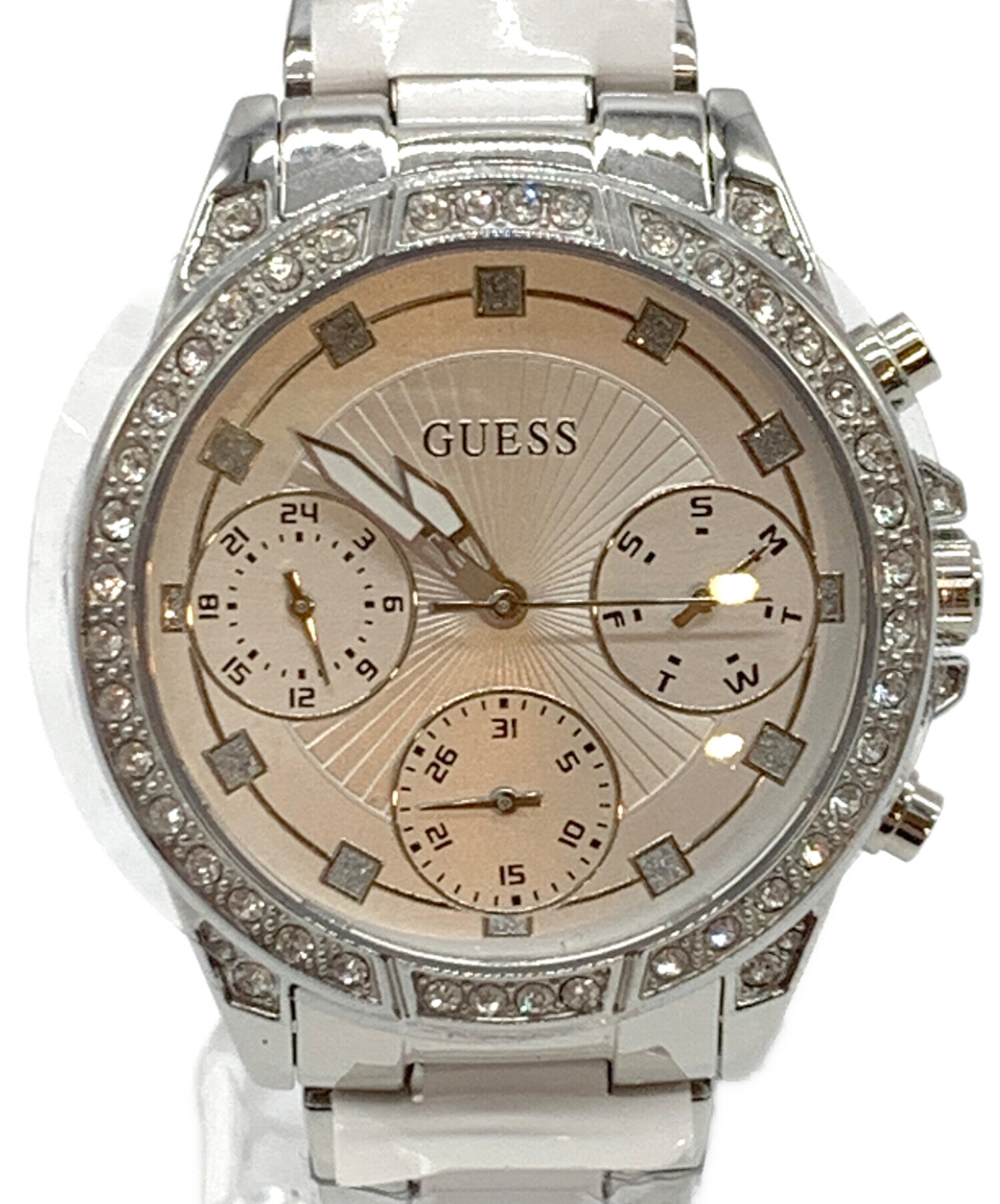 GUESS　ゲス　レディース　腕時計　クォーツ　レザーベルト　ホワイト　シルバー GUESS（ゲス） 腕時計 レディース 36mm ホワイト ラバーベルト W1227L1