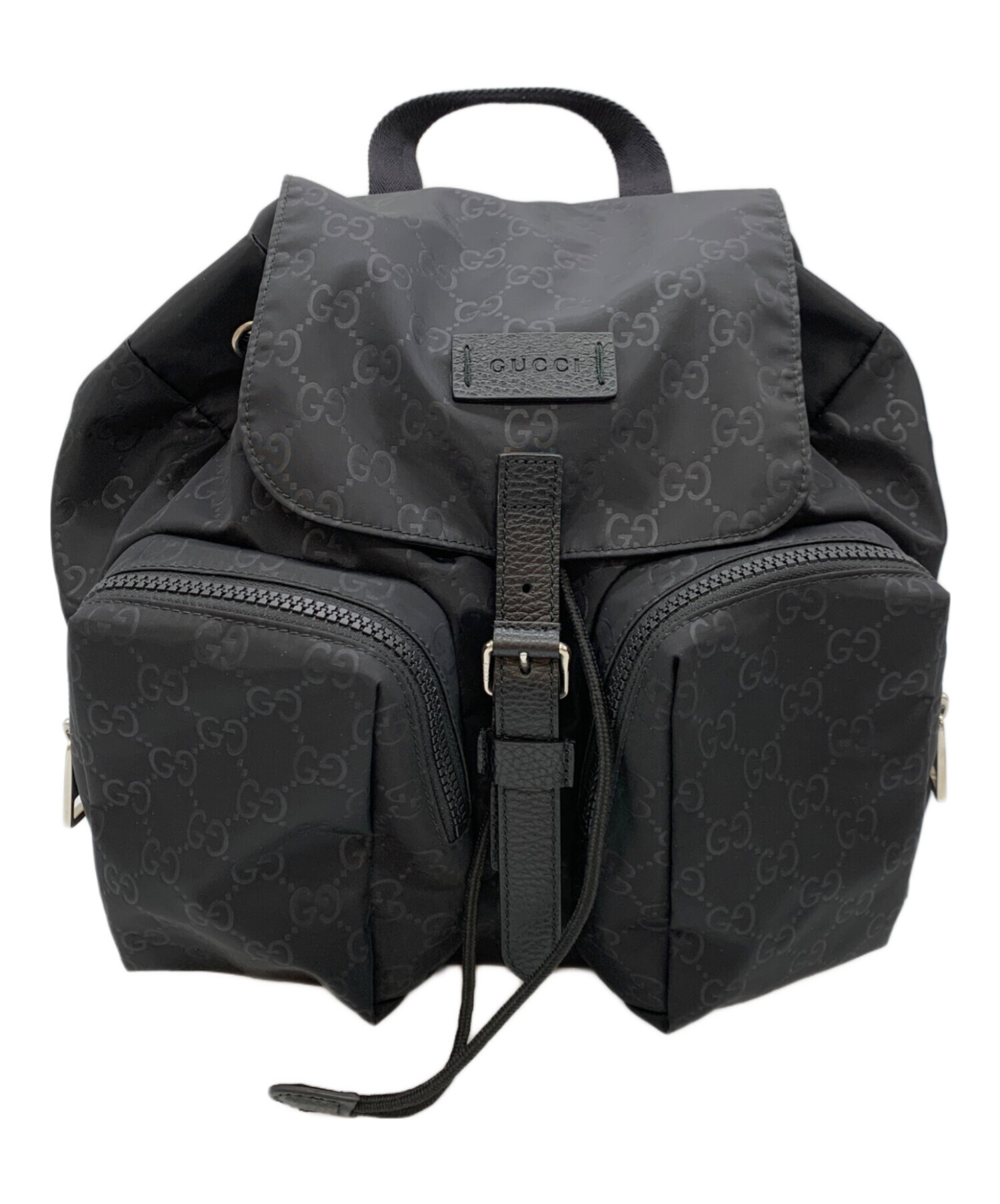 中古・古着通販】GUCCI (グッチ) フラップバッグパック ブラック 
