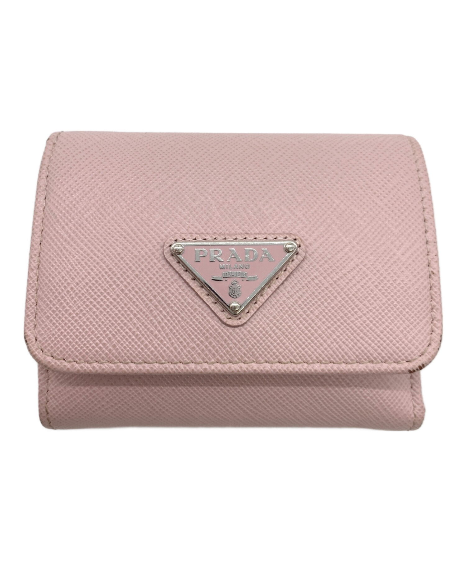 【中古】PRADA プラダ　財布 限定カラー　ピンク　箱有り 中古・古着通販】PRADA (プラダ) 3つ折り財布 ピンク｜ブランド・古着