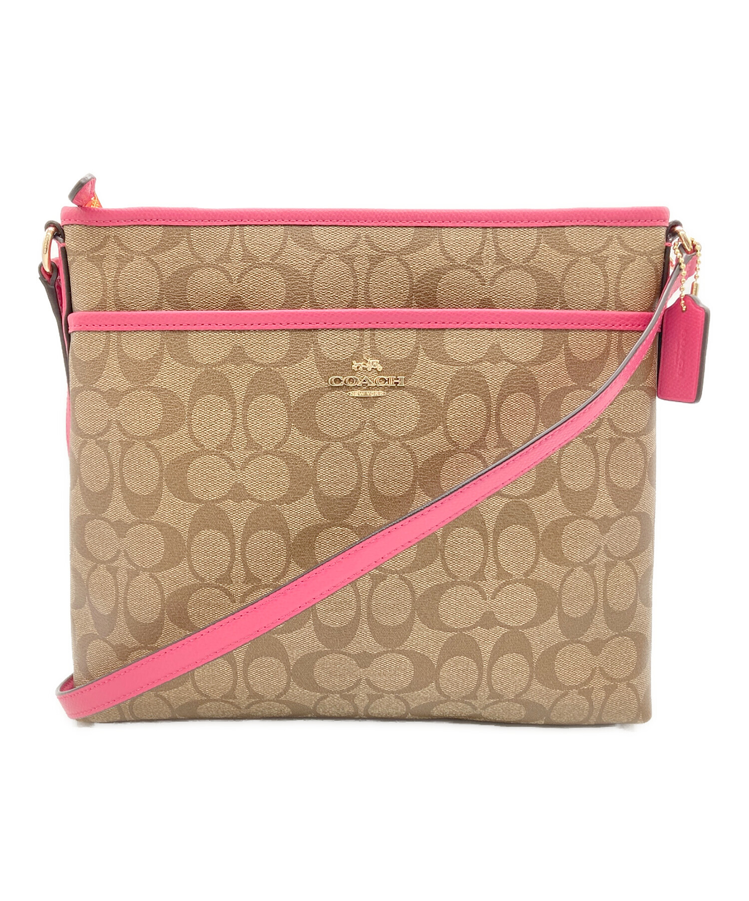 中古・古着通販】COACH (コーチ) ショルダーバッグ ブラウン×ピンク 