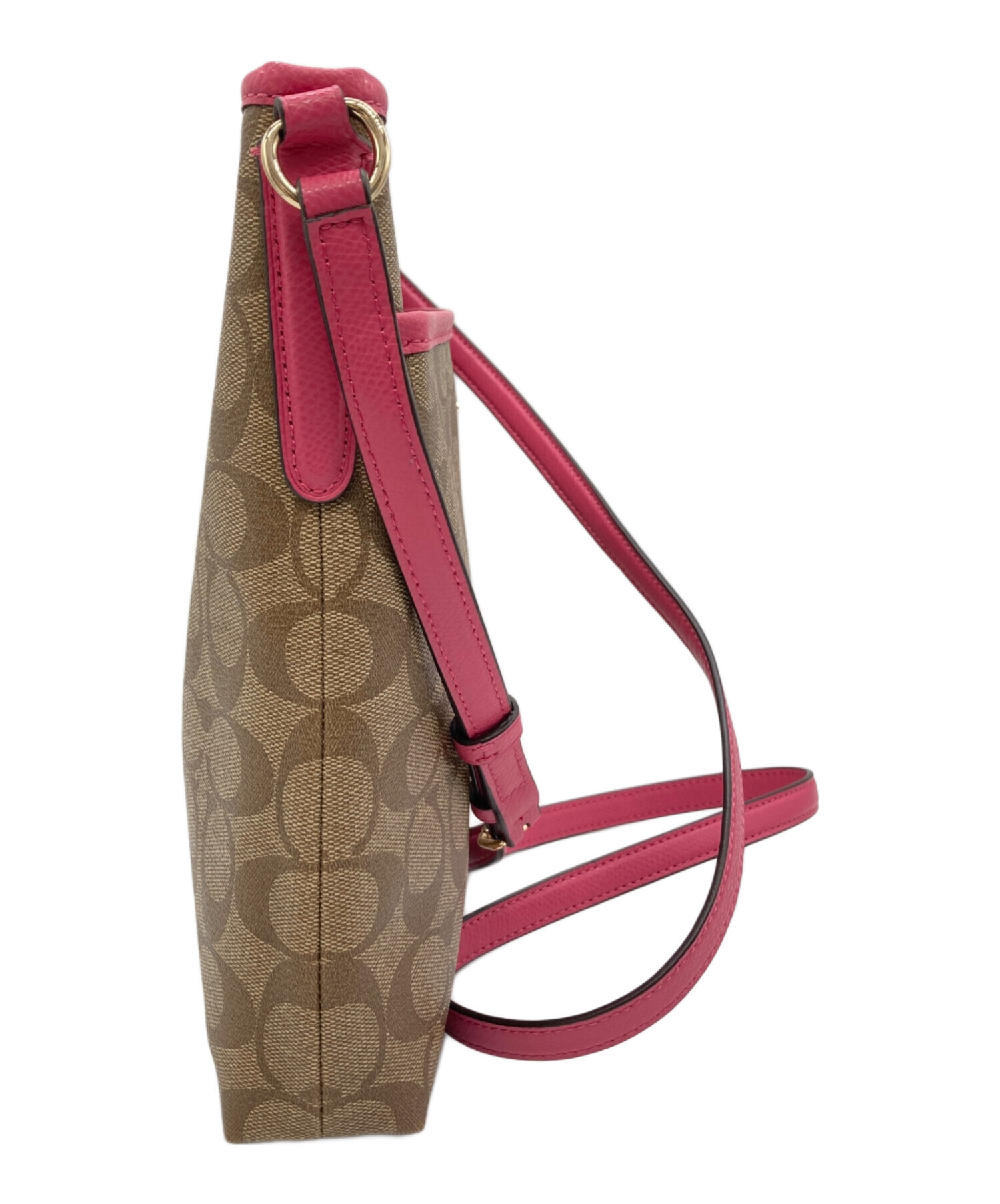 中古・古着通販】COACH (コーチ) ショルダーバッグ ブラウン×ピンク 