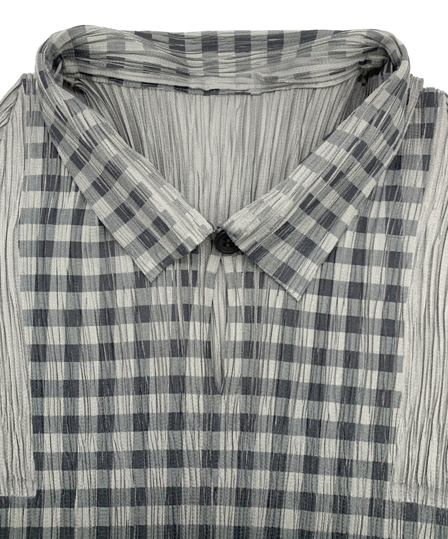 PLEATS PLEASE プリーツプリーズ カジュアルシャツ L グレー 【古着】【中古】【送料無料】 プリーツプリーズPLEATS PLEASE プリーツ長袖シャツ グレー3 (K-130104)