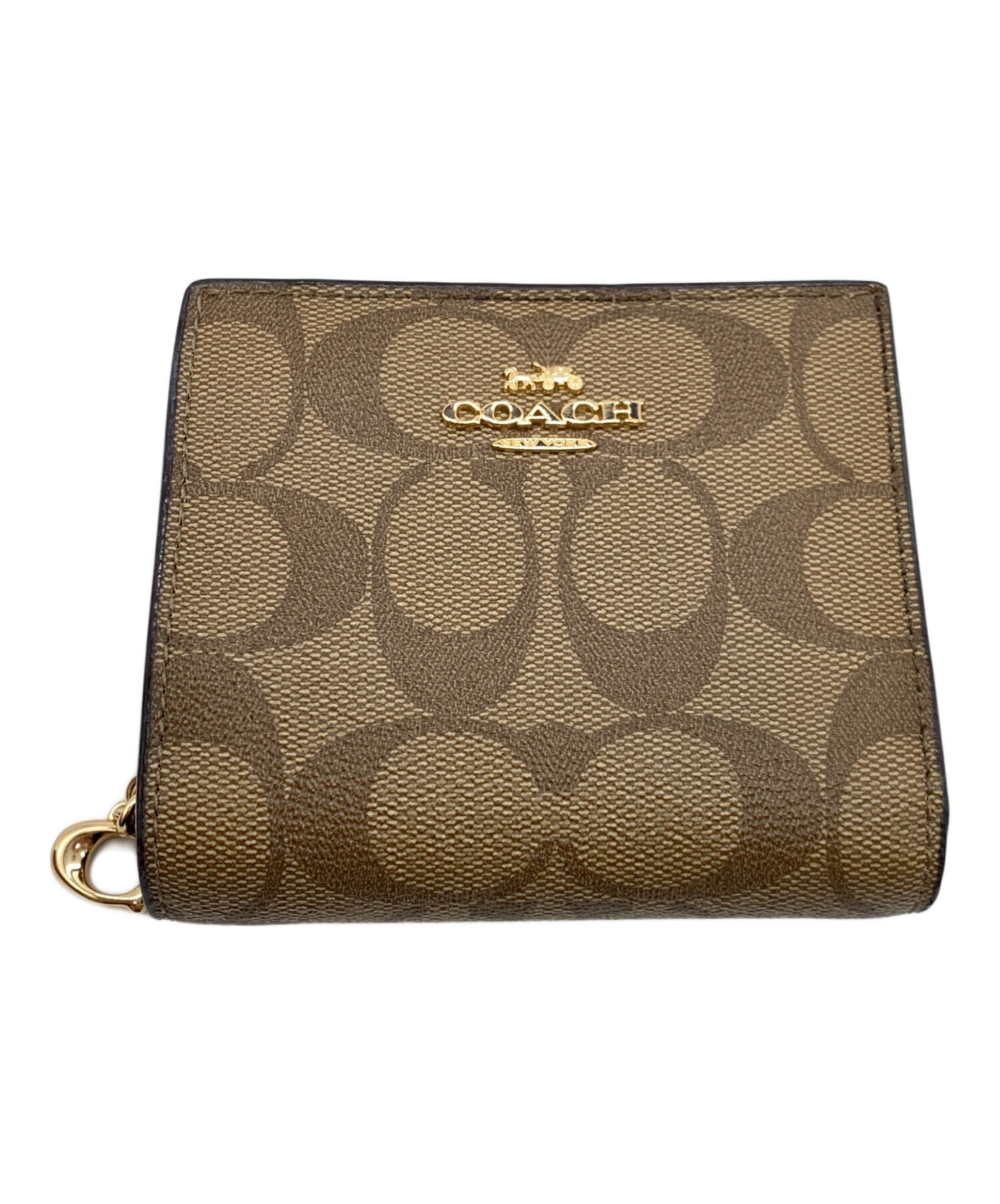 中古・古着通販】COACH (コーチ) 2つ折り財布 ベージュ｜ブランド