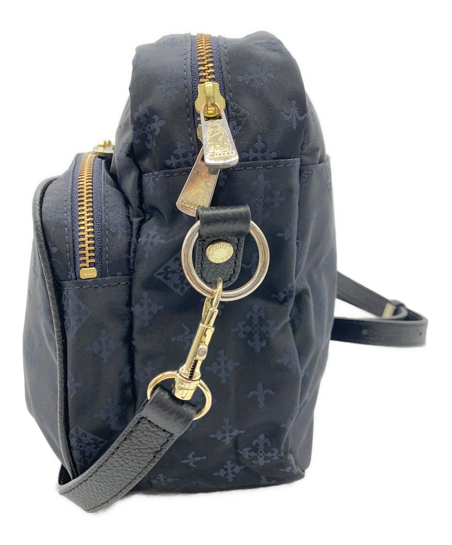 russet ラシット/モノグラムプレスレザーショルダー/Aランク/71【中古】 中古・古着通販】russet (ラシット) ショルダーバッグ ネイビー