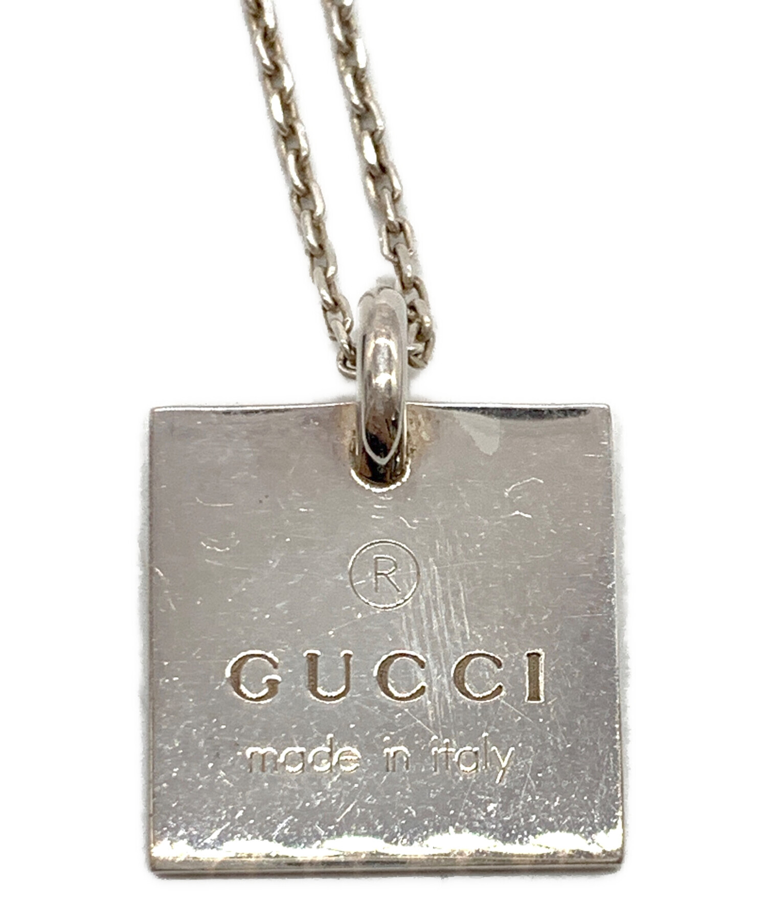 中古・古着通販】GUCCI (グッチ) スクエアプレートネックレス