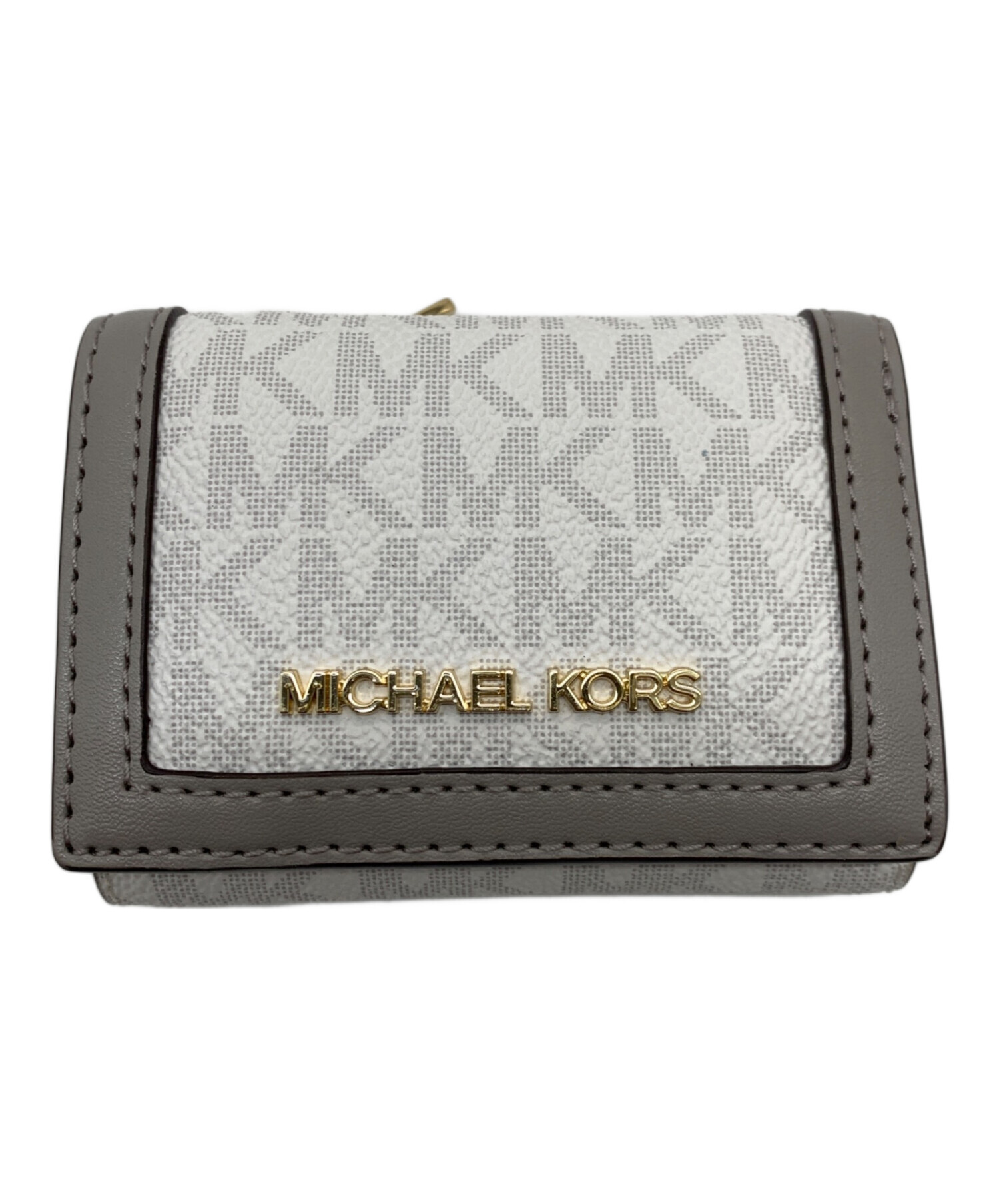 新品　MICHEAL KORS マイケルコース　三つ折り　財布　グレー　ホワイト 中古・古着通販】MICHAEL KORS (マイケルコース) 3つ折り財布 ホワイト