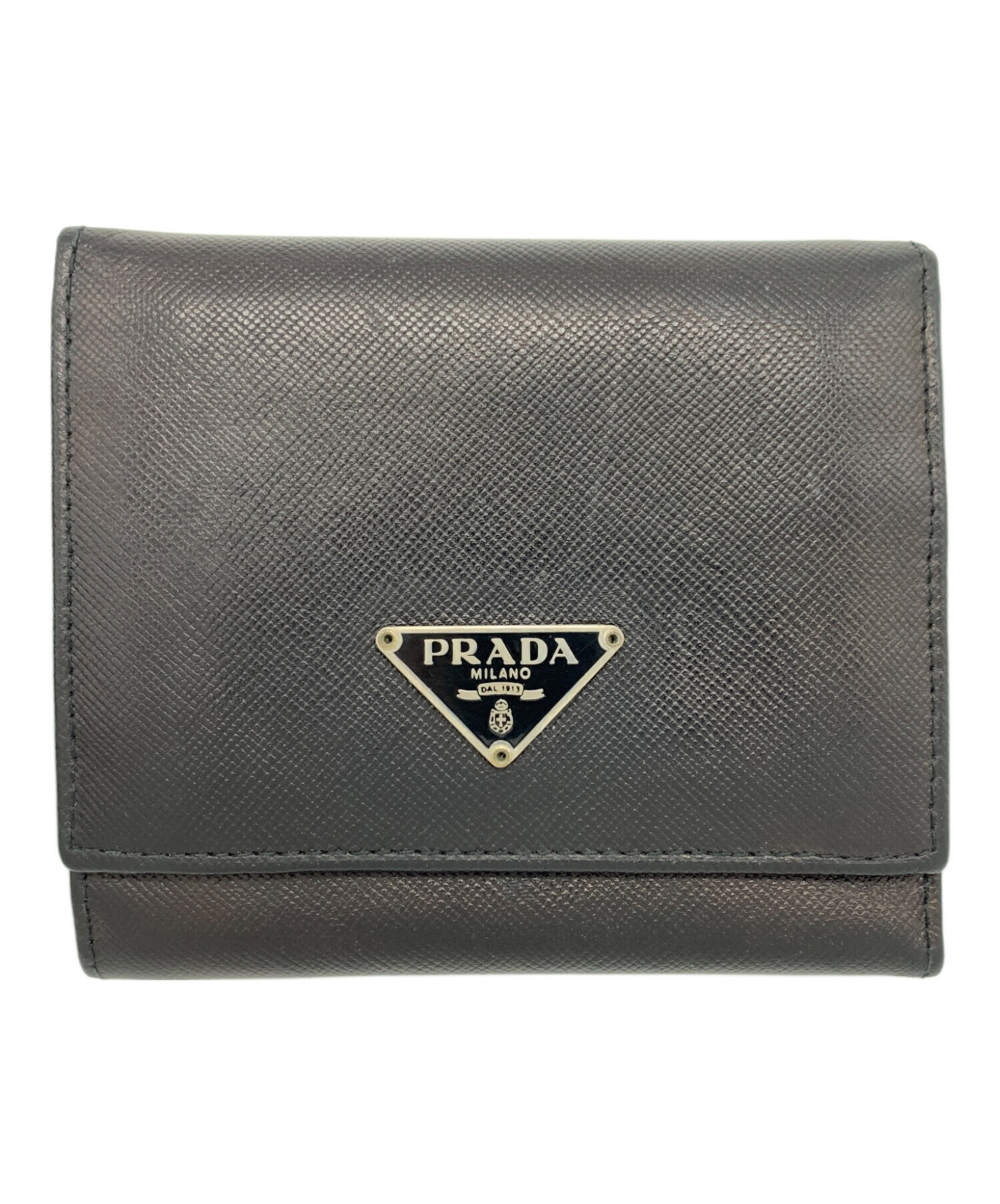 中古・古着通販】PRADA (プラダ) 2つ折り財布 ブラック｜ブランド