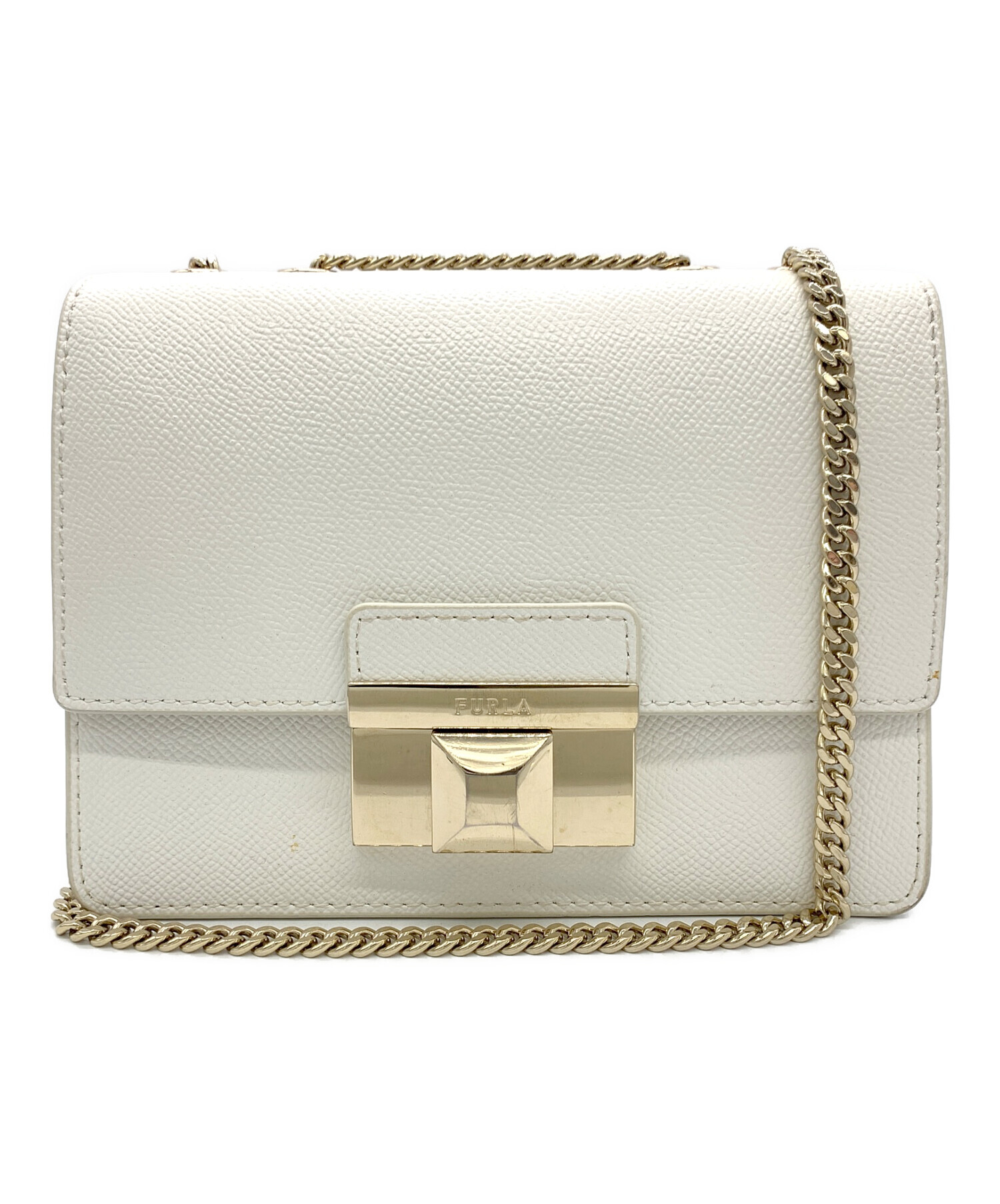 FURLA ホワイト ショルダーバッグ 中古・古着通販】FURLA (フルラ) チェーンショルダーバッグ ホワイト