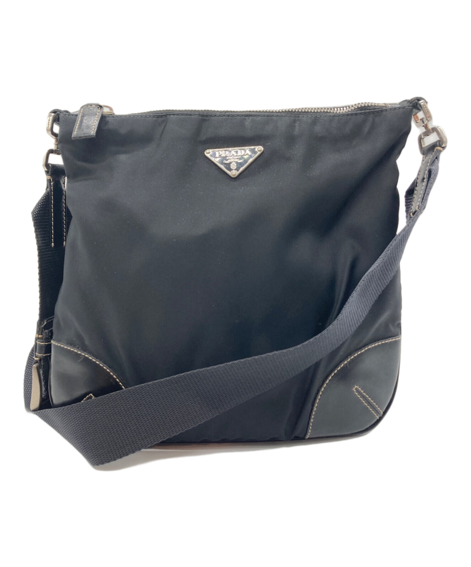 中古・古着通販】PRADA (プラダ) ロゴプレートナイロンショルダー
