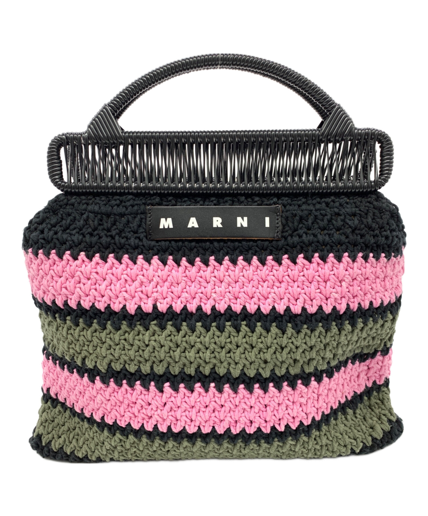 MARNI マルニ ニットバッグ ハンドバッグ 中古・古着通販】MARNI (マルニ) クロシェ ニットハンドバッグ ピンク