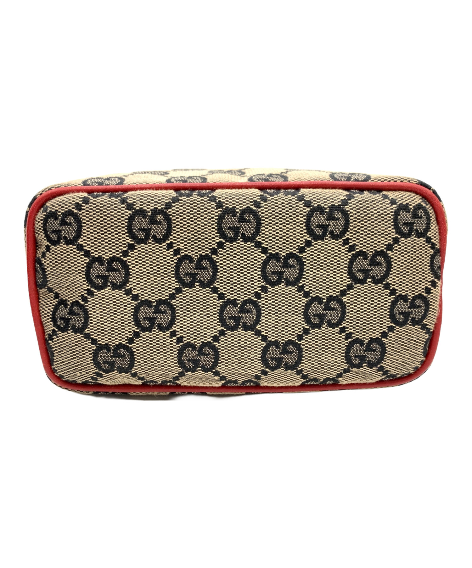 GUCCI アクセサリーポーチ レッド 中古・古着通販】GUCCI (グッチ) アクセサリーポーチ ベージュ×レッド
