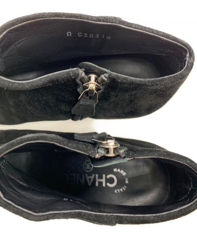 中古・古着通販】CHANEL (シャネル) ショートブーティー ブラック