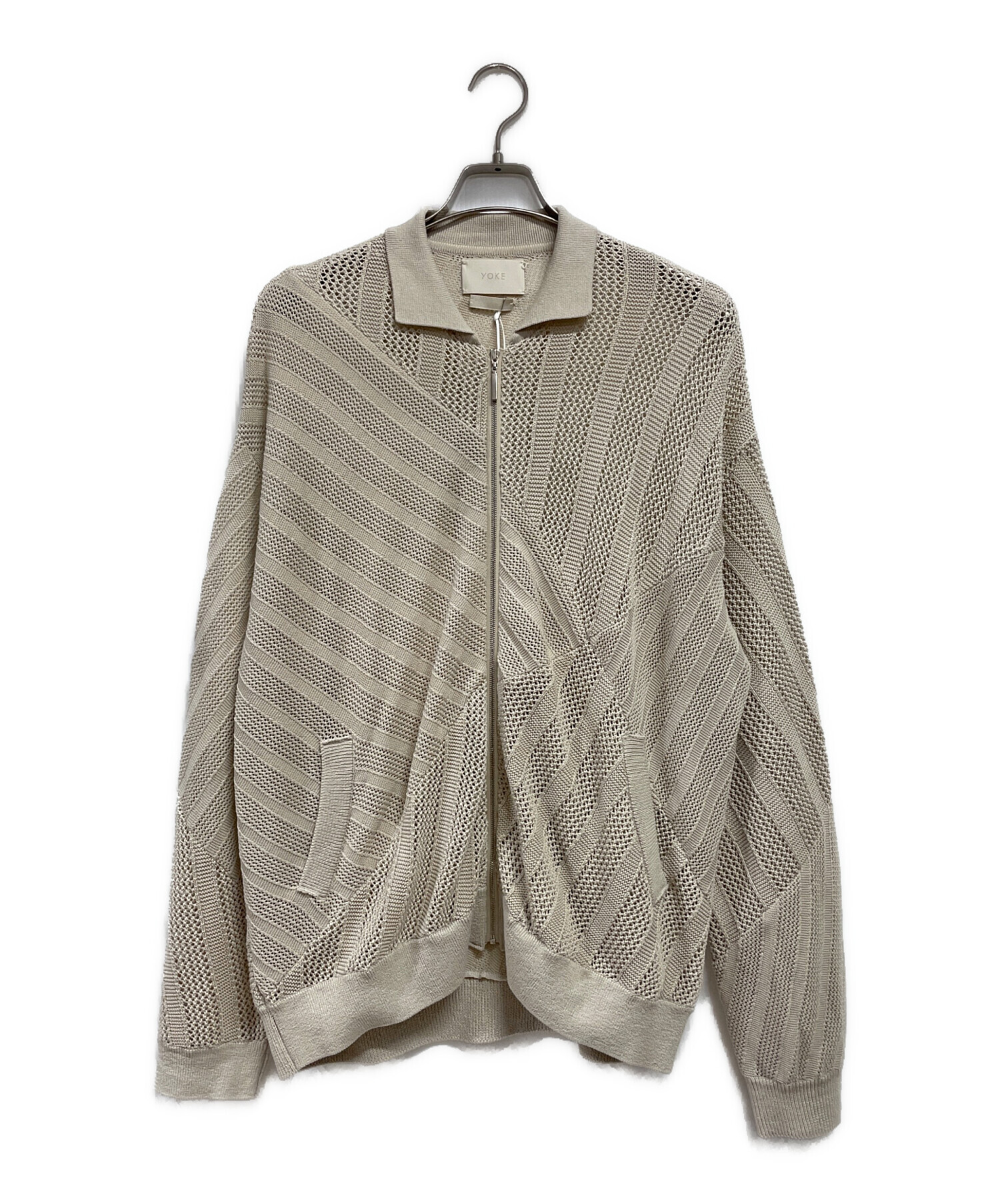 中古・古着通販】YOKE (ヨーク) COTTON MESH STRIPE ZIP-UP CARDIGAN 
