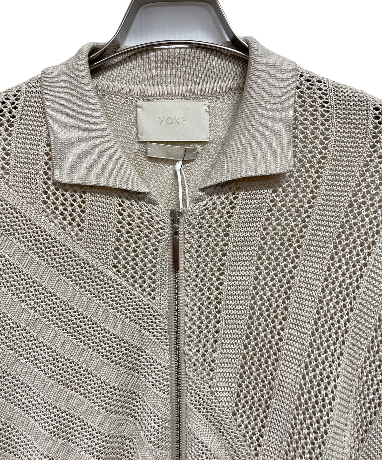 中古・古着通販】YOKE (ヨーク) COTTON MESH STRIPE ZIP-UP CARDIGAN 