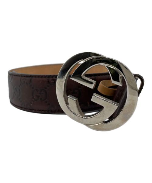 中古・古着通販】GUCCI (グッチ) グッチシマ レザーベルト ブラウン