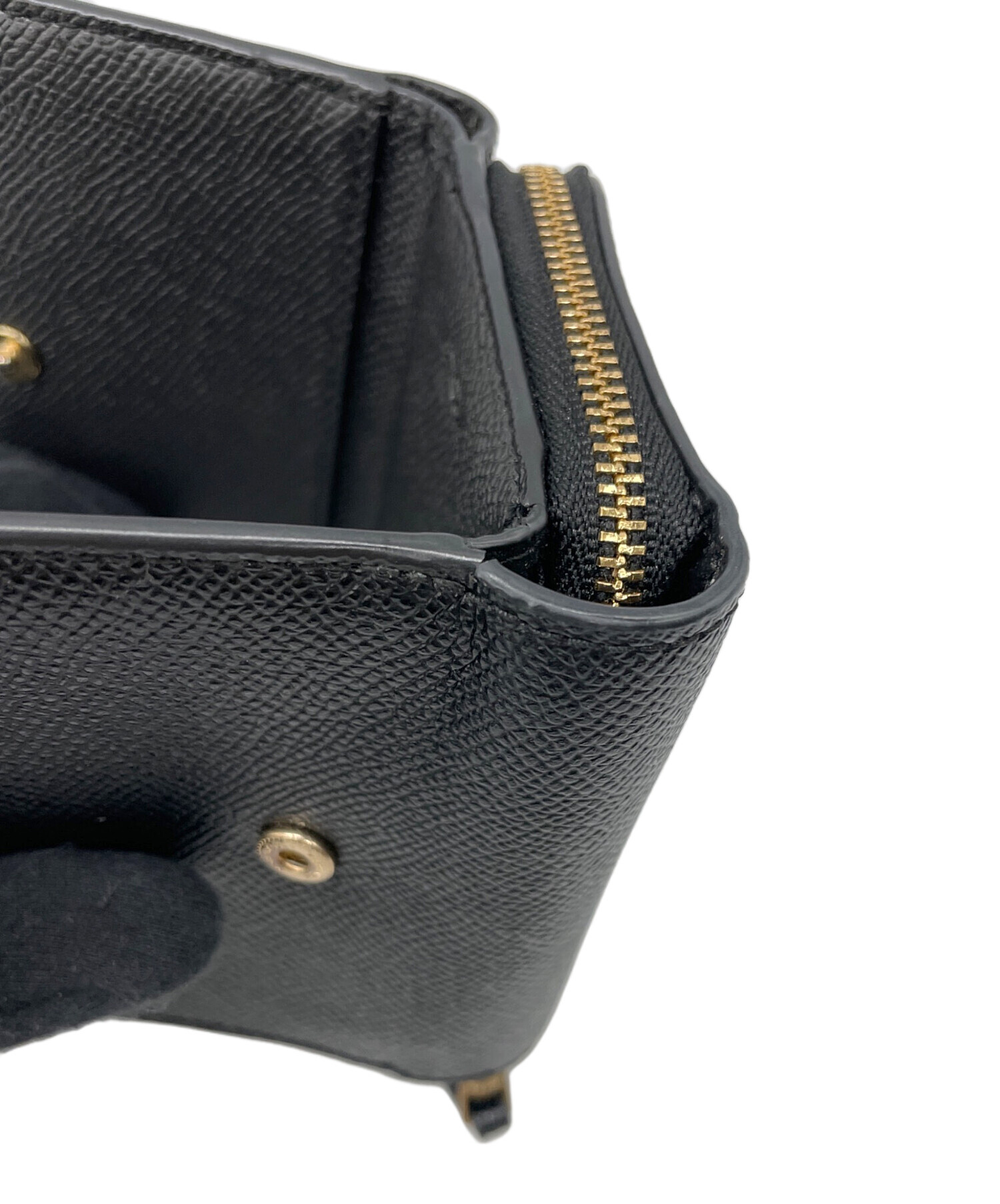 中古・古着通販】COACH (コーチ) 3つ折り財布 ブラック｜ブランド