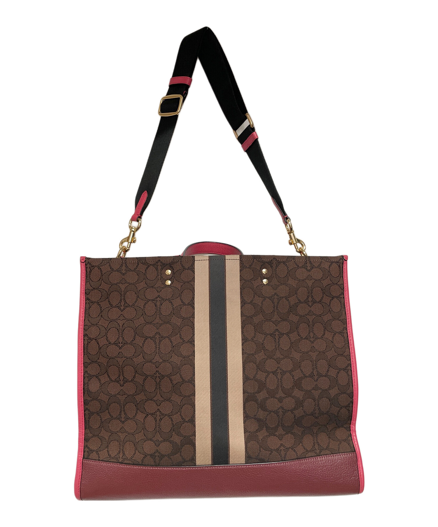 中古・古着通販】COACH (コーチ) ジャガード2wayレザートート ワイン 