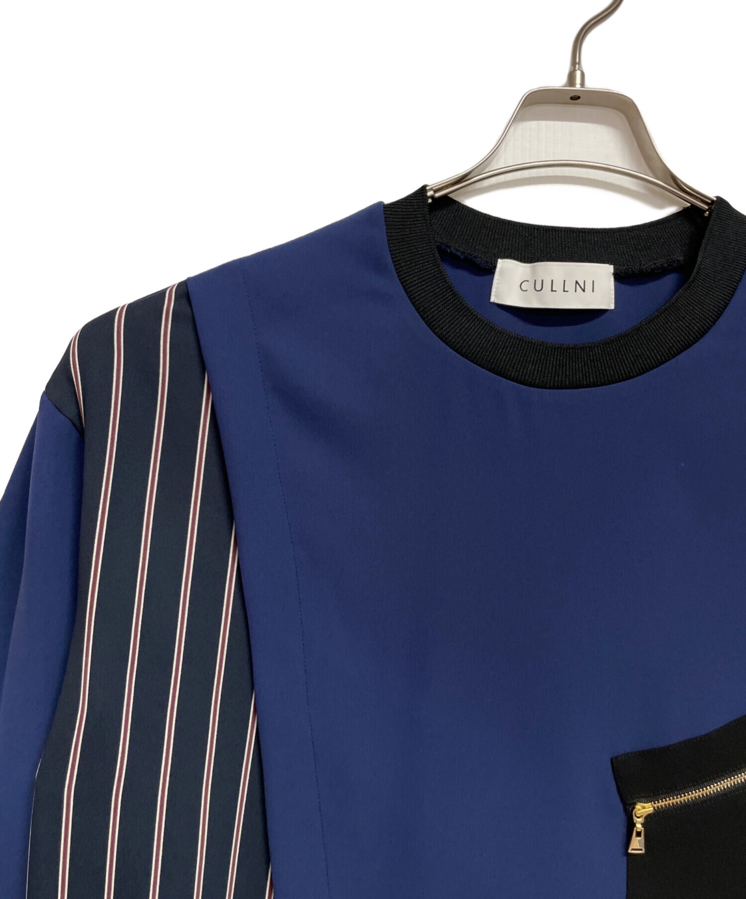 CULLNI / アシンメトリースリットロンT/カットソー/1/ネイビー/ブラック/22-SS-053 中古・古着通販】CULLNI (クルニ) アシンメトリースリットロンT