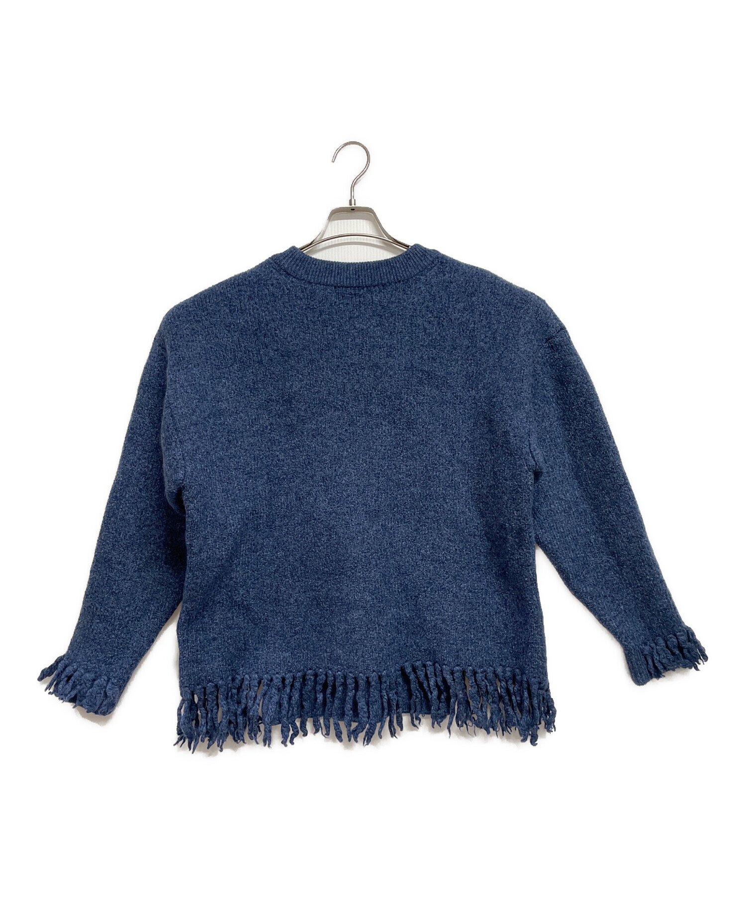 中古・古着通販】CULLNI (クルニ) Fringe Sleeve&Hem Knit ブルー