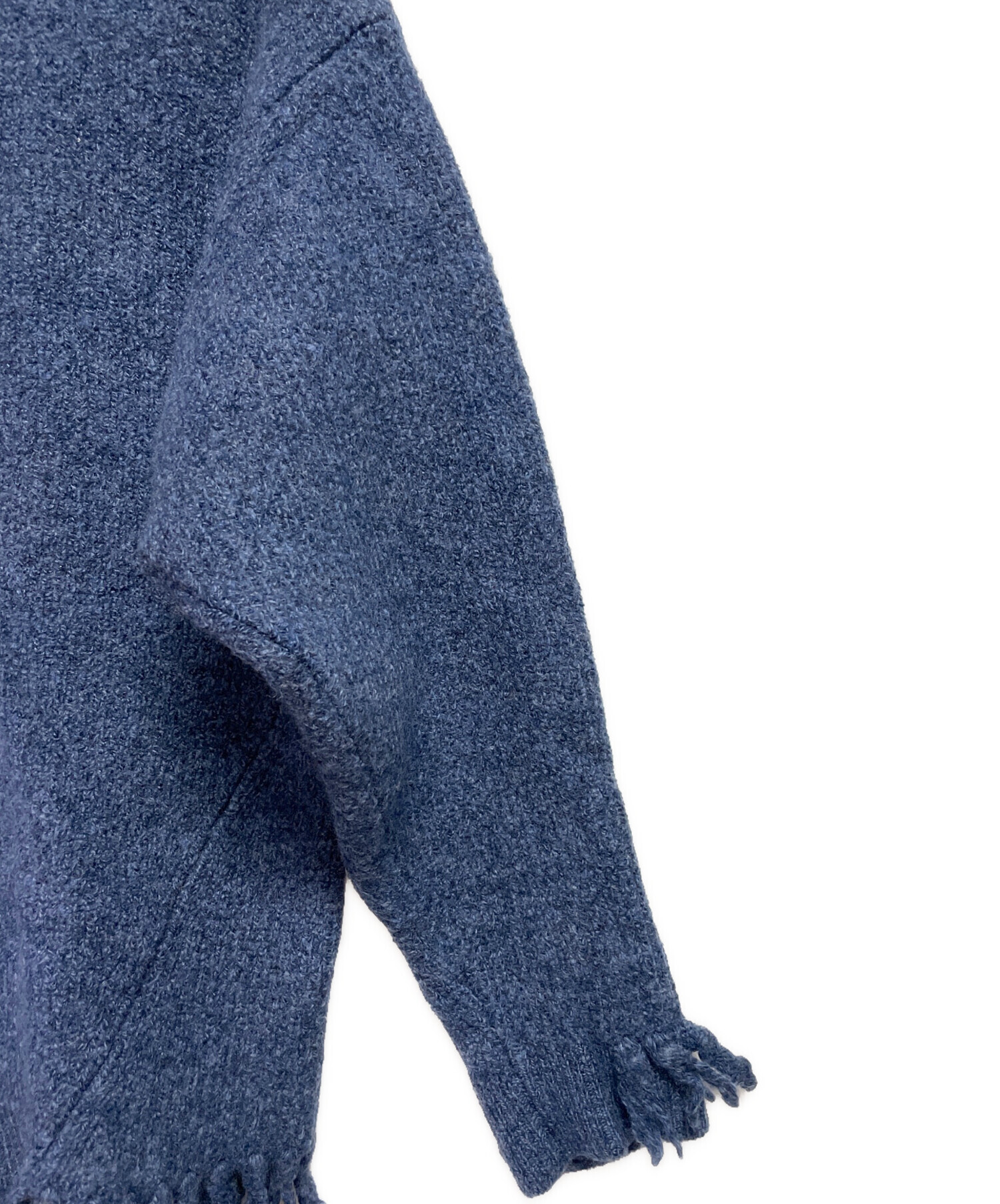 中古・古着通販】CULLNI (クルニ) Fringe Sleeve&Hem Knit ブルー 