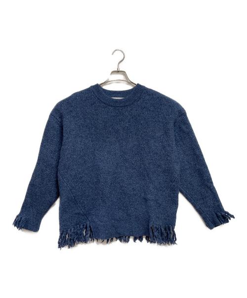 中古・古着通販】CULLNI (クルニ) Fringe Sleeve&Hem Knit ブルー 