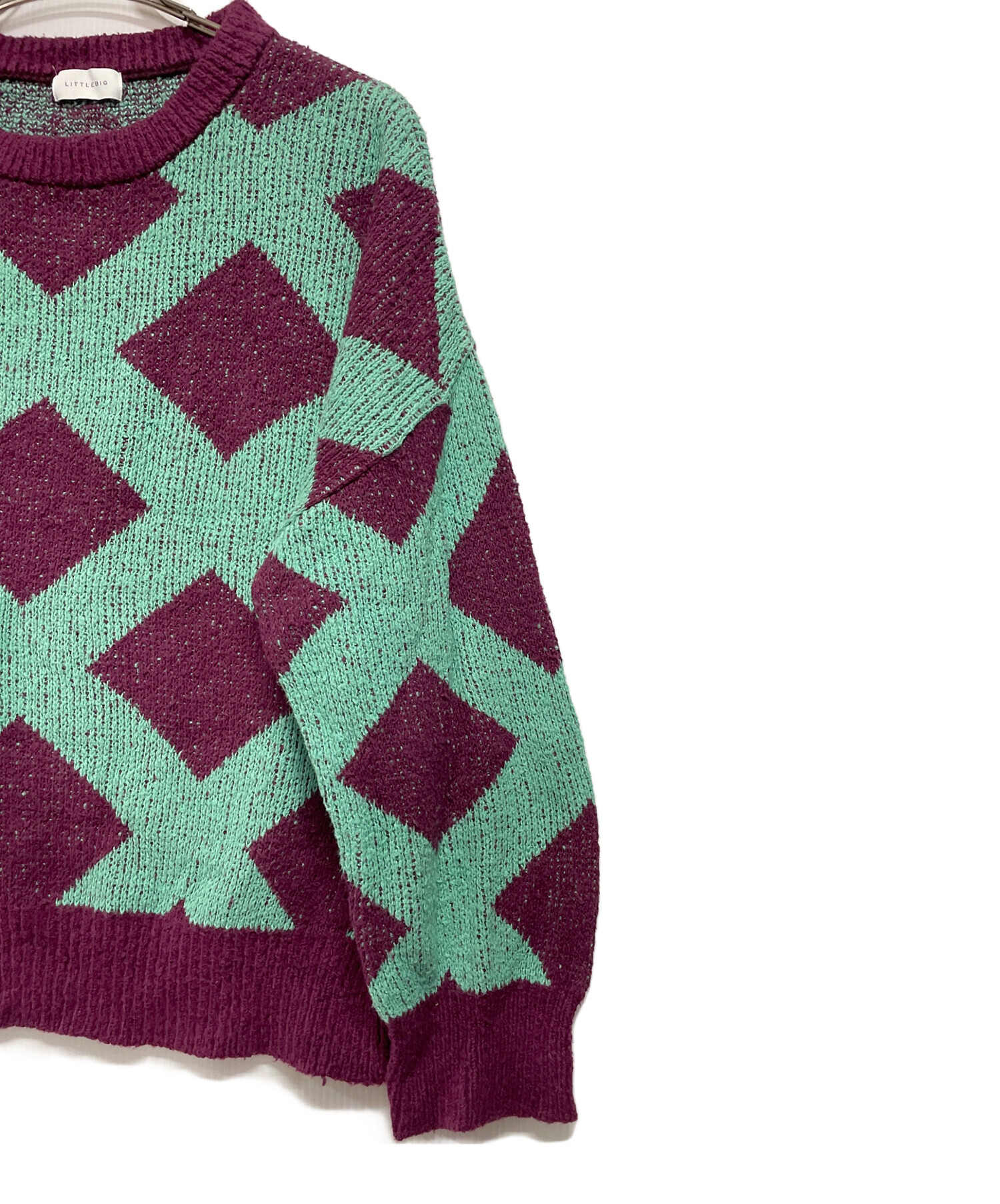 リトルビッグ LITTLE BIG 21AW ニット セーター 中古・古着通販】LITTLEBIG (リトルビッグ) Checked Knit エメラルド