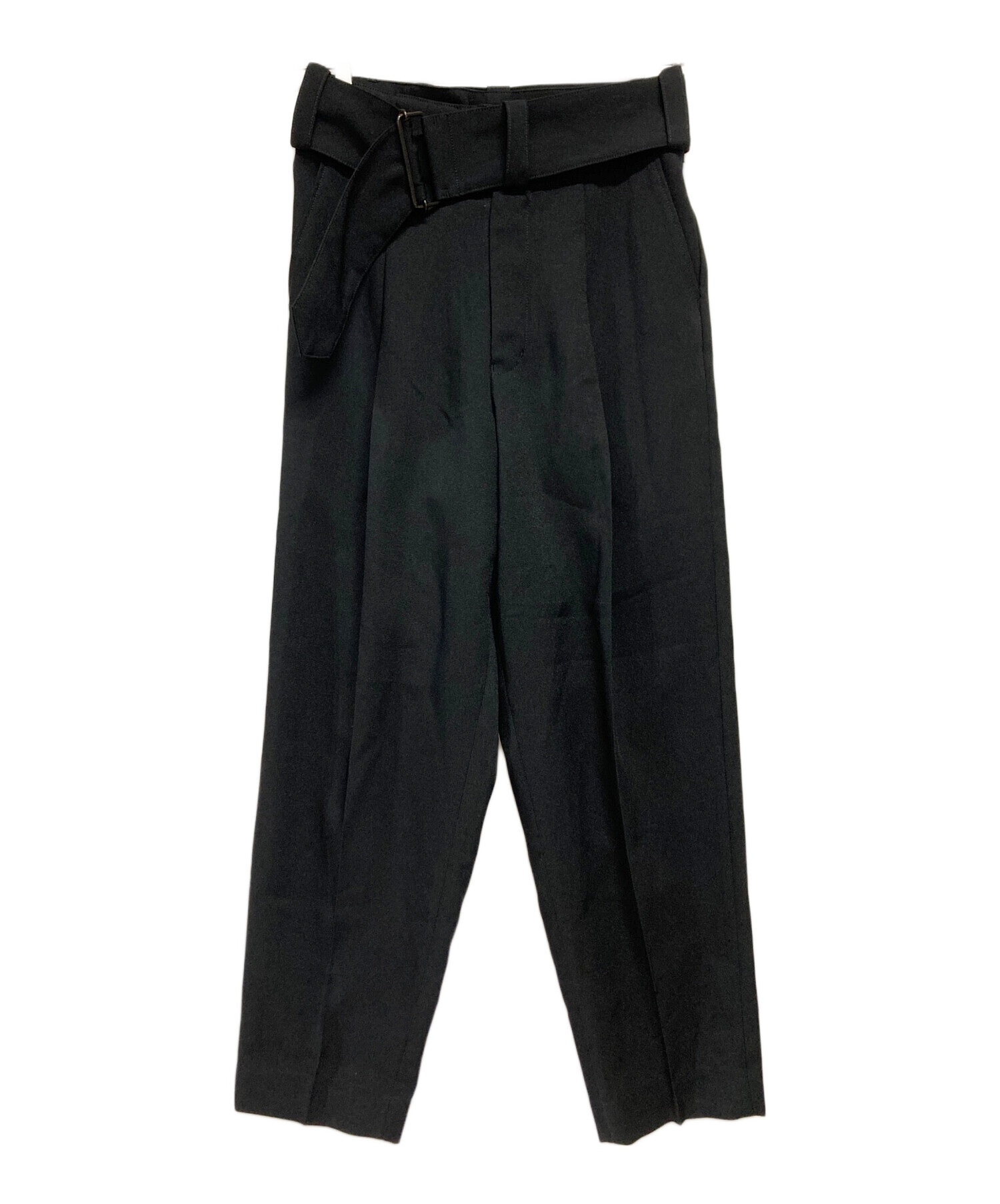 中古・古着通販】HYKE (ハイク) ベルテッドスラックスパンツ ブラック
