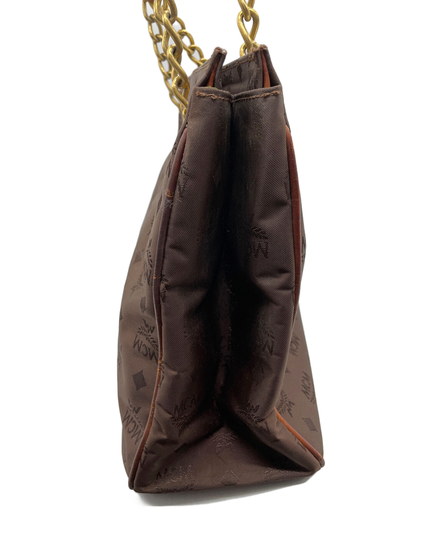 MCM ブラウンレザーショルダーバッグ MCM エム・シー・エム レザー 2WAY ショルダー バッグ ライトブラウン