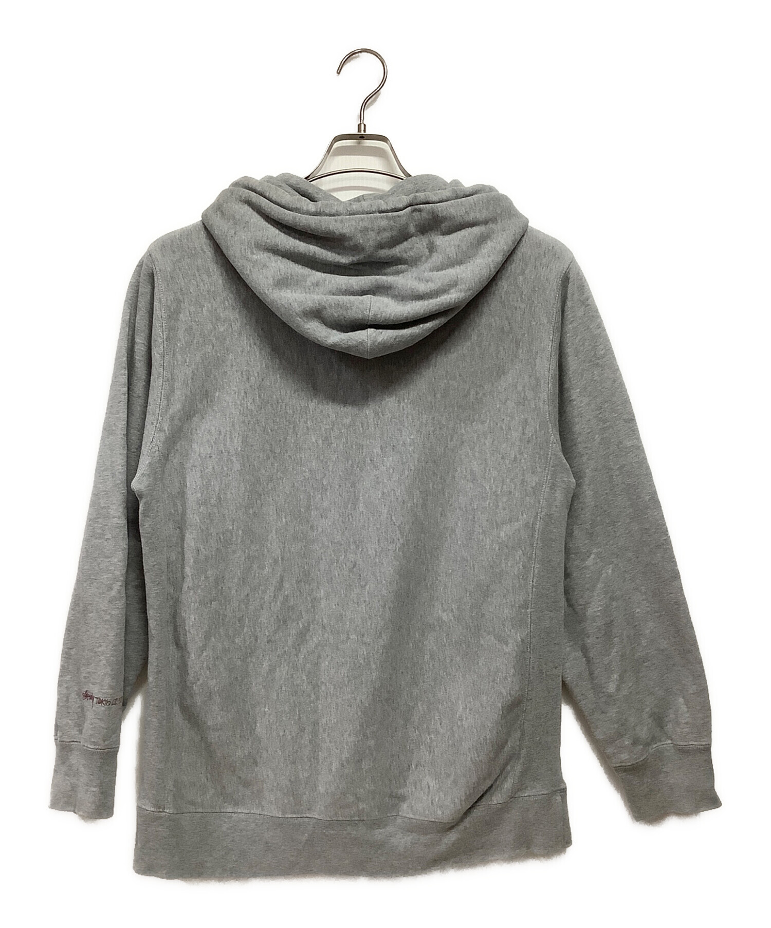 Stussy ライトグレー パーカー STUSSY パイルアーチロゴ パーカー