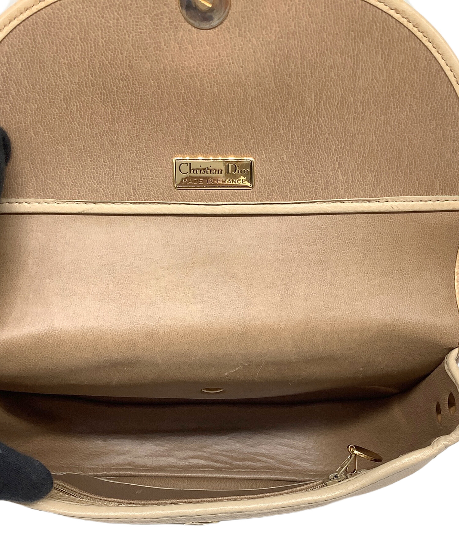 本物 クリスチャン ディオール Christian Dior レザー ショルダーバッグ ベージュ バッグ 中古・ 中古・古着通販】Christian Dior (クリスチャン ディオール