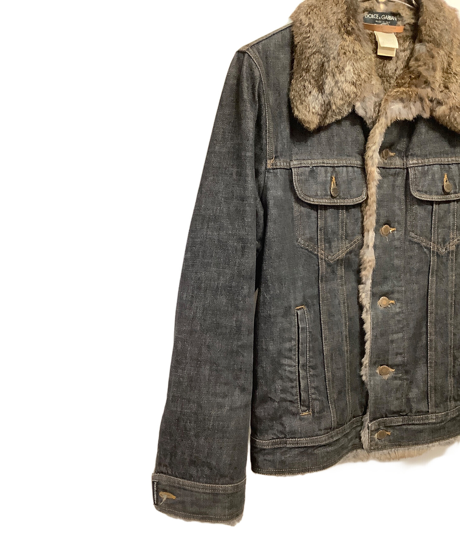 DOLCE & GABBANA デニムジャケット ファー付き Dolce&Gabbana デニムファー付きジャケット48 ドルチェ&ガッバーナ