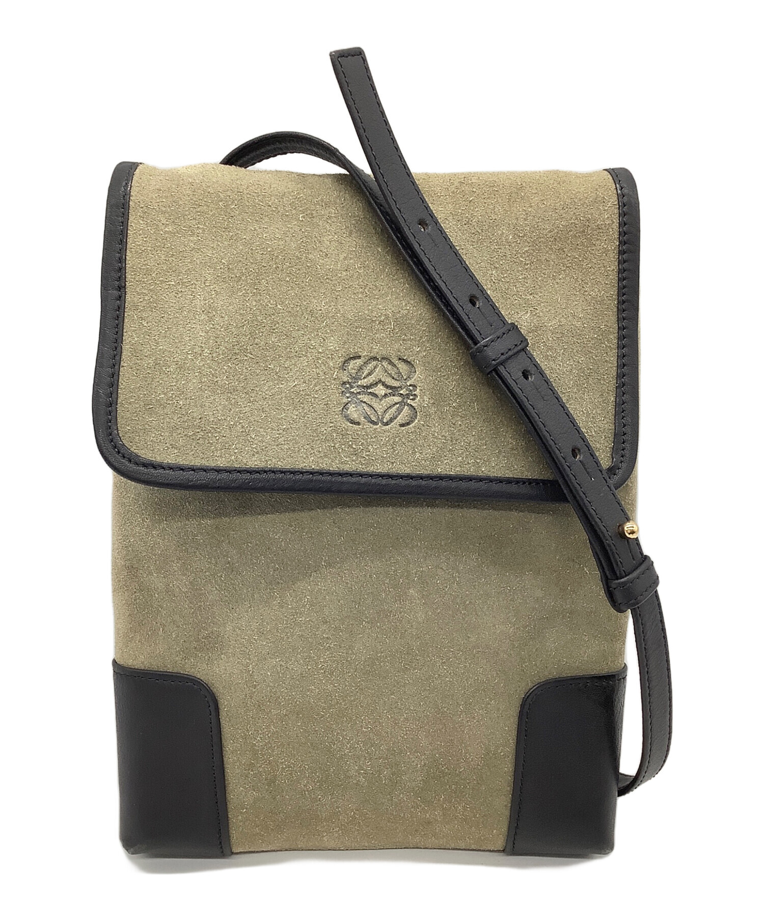 中古・古着通販】LOEWE (ロエベ) アナグラム ショルダーバッグ カーキ 