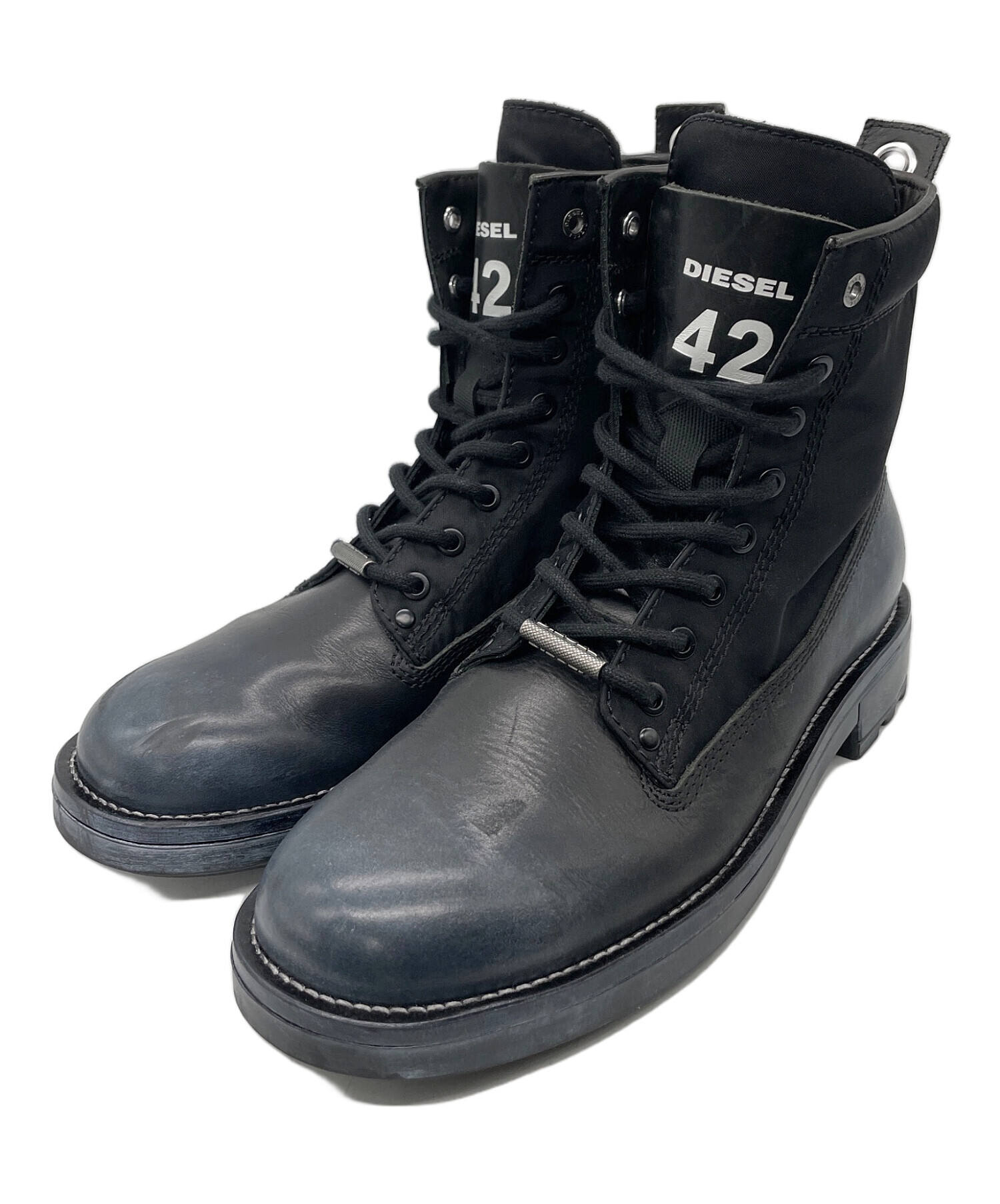 中古・古着通販】DIESEL (ディーゼル) レースアップブーツ ブラック