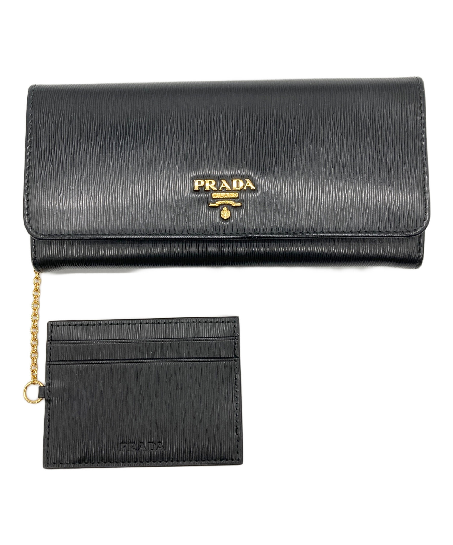 PRADA ブラック 長財布 サフィアーノ 中古・古着通販】PRADA (プラダ) サフィアーノ 長財布 ブラック