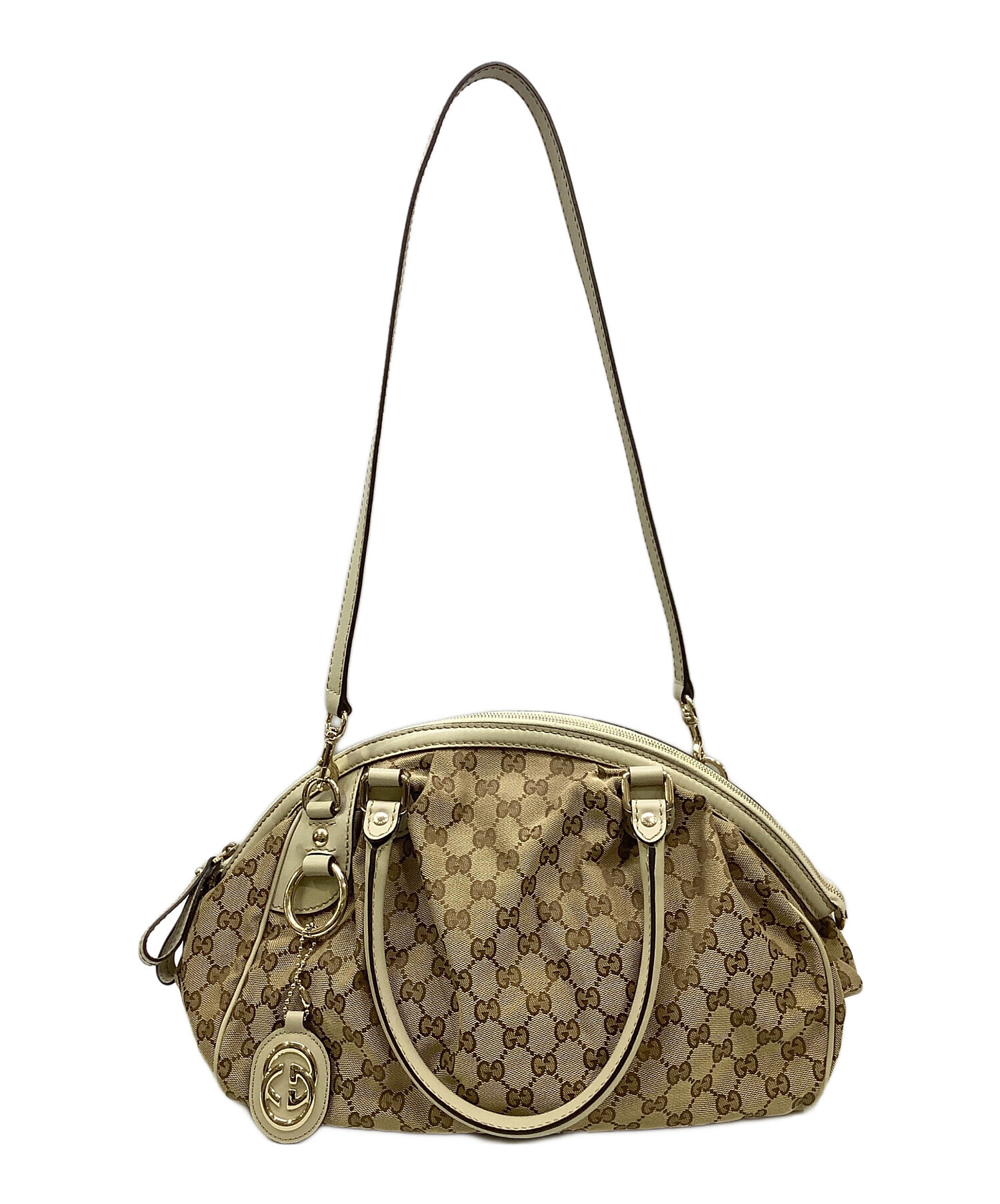 中古・古着通販】GUCCI (グッチ) GGキャンバス ハンドバッグ ベージュ