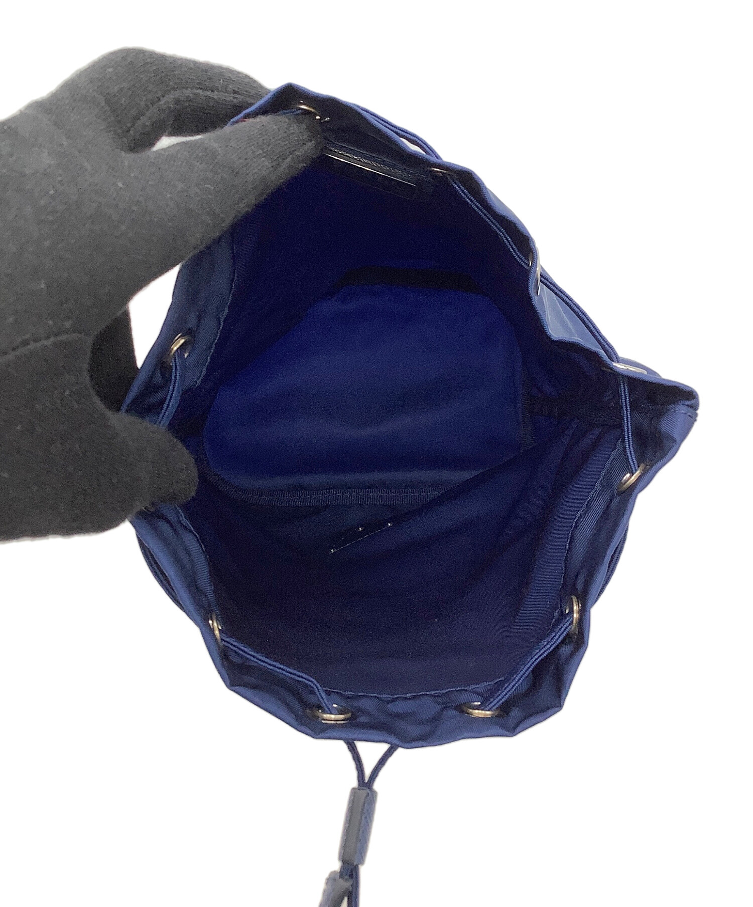 中古・古着通販】PRADA (プラダ) ナイロン巾着ポーチ ネイビー