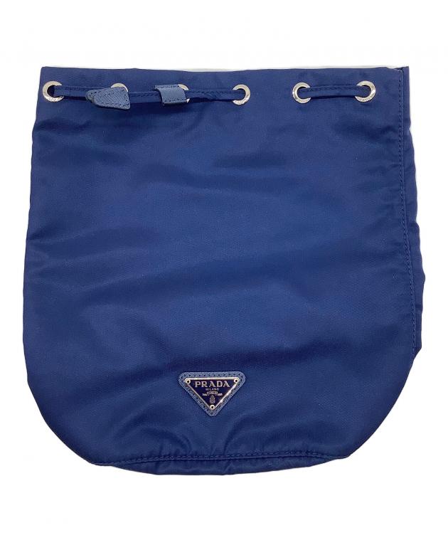 中古・古着通販】PRADA (プラダ) ナイロン巾着ポーチ ネイビー