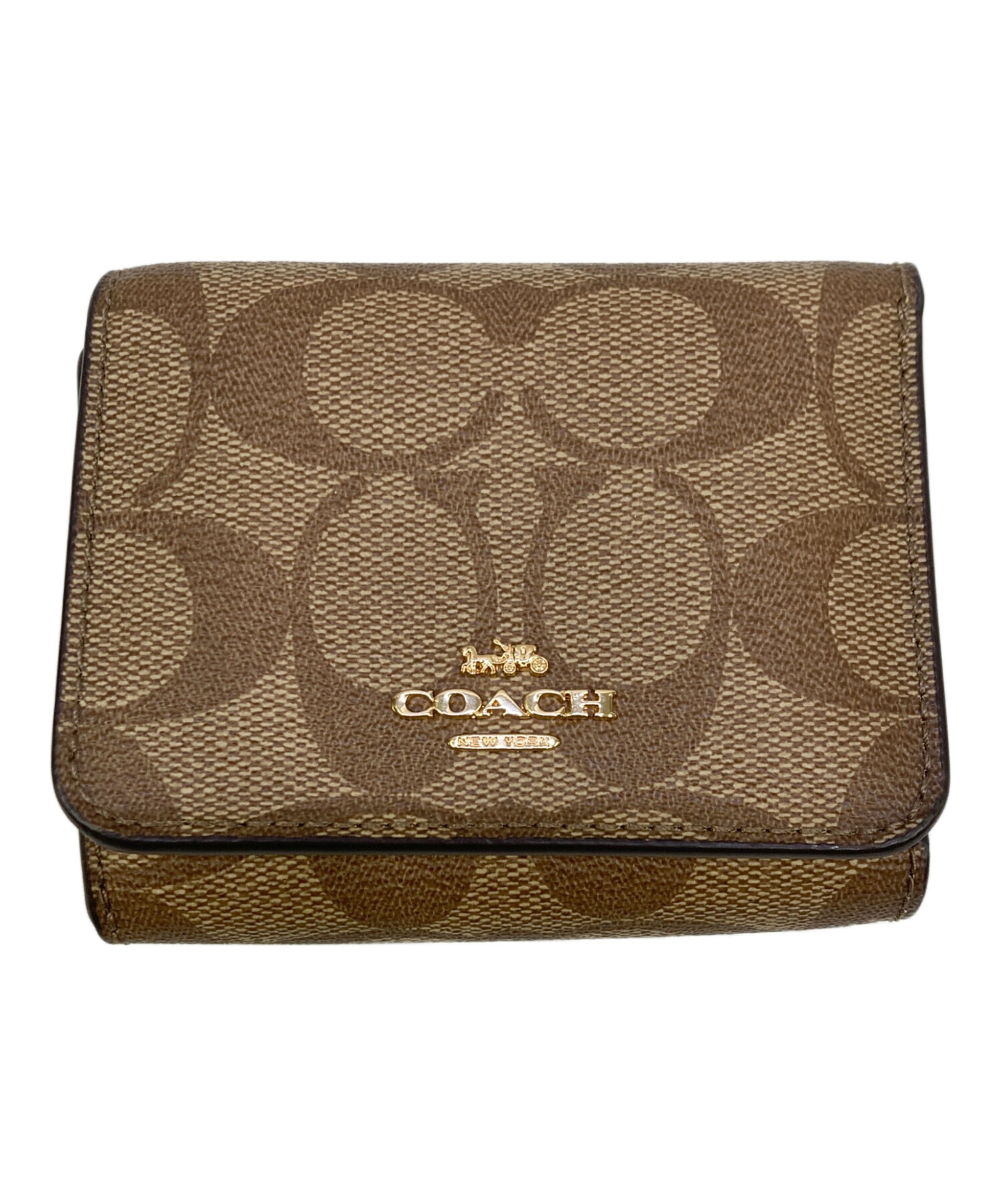 中古・古着通販】COACH (コーチ) シグネチャー 3つ折り財布 ブラウン