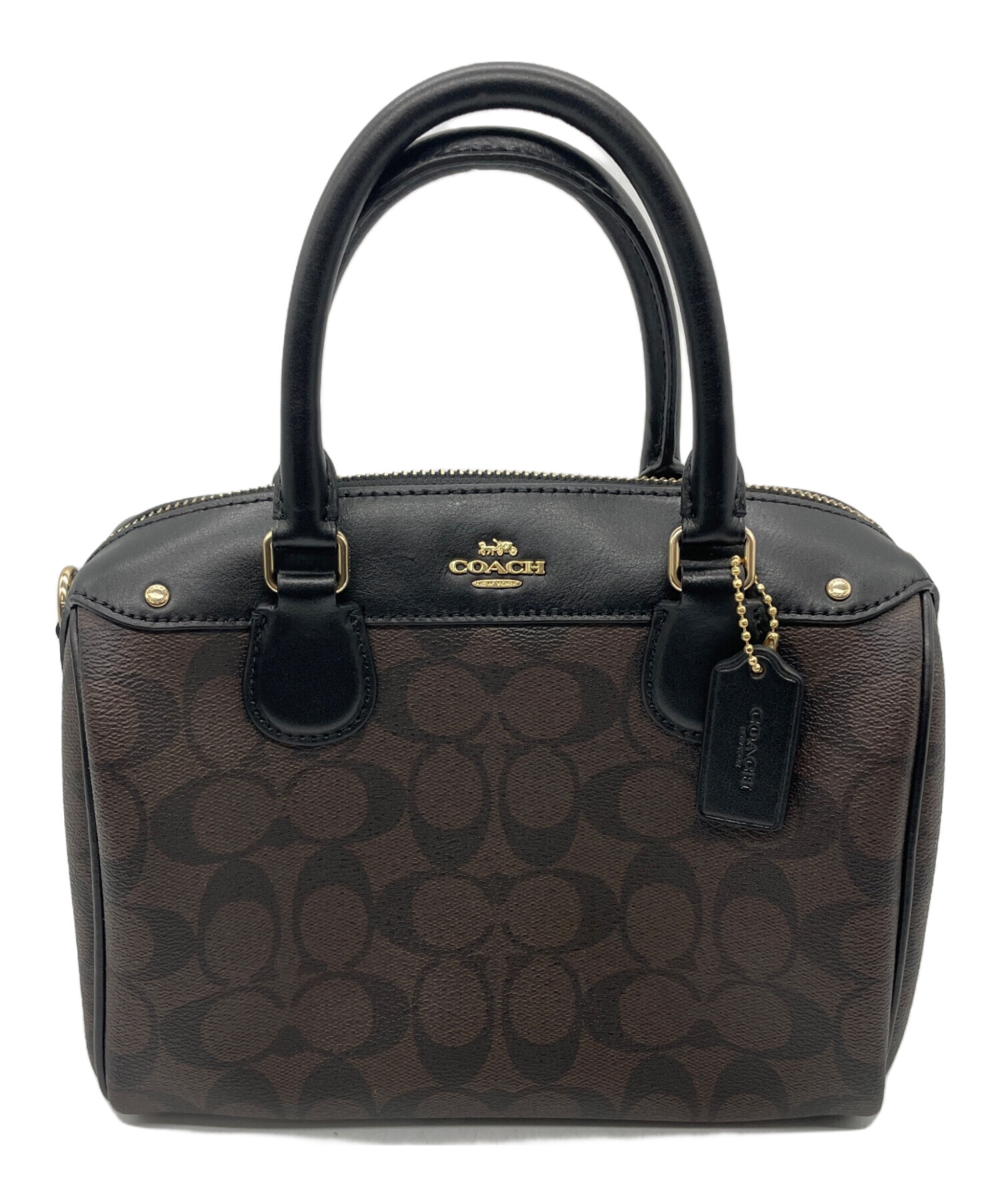 COACH ブラック ミニボストン 中古・古着通販】COACH (コーチ) ミニボストンバッグ ブラウン