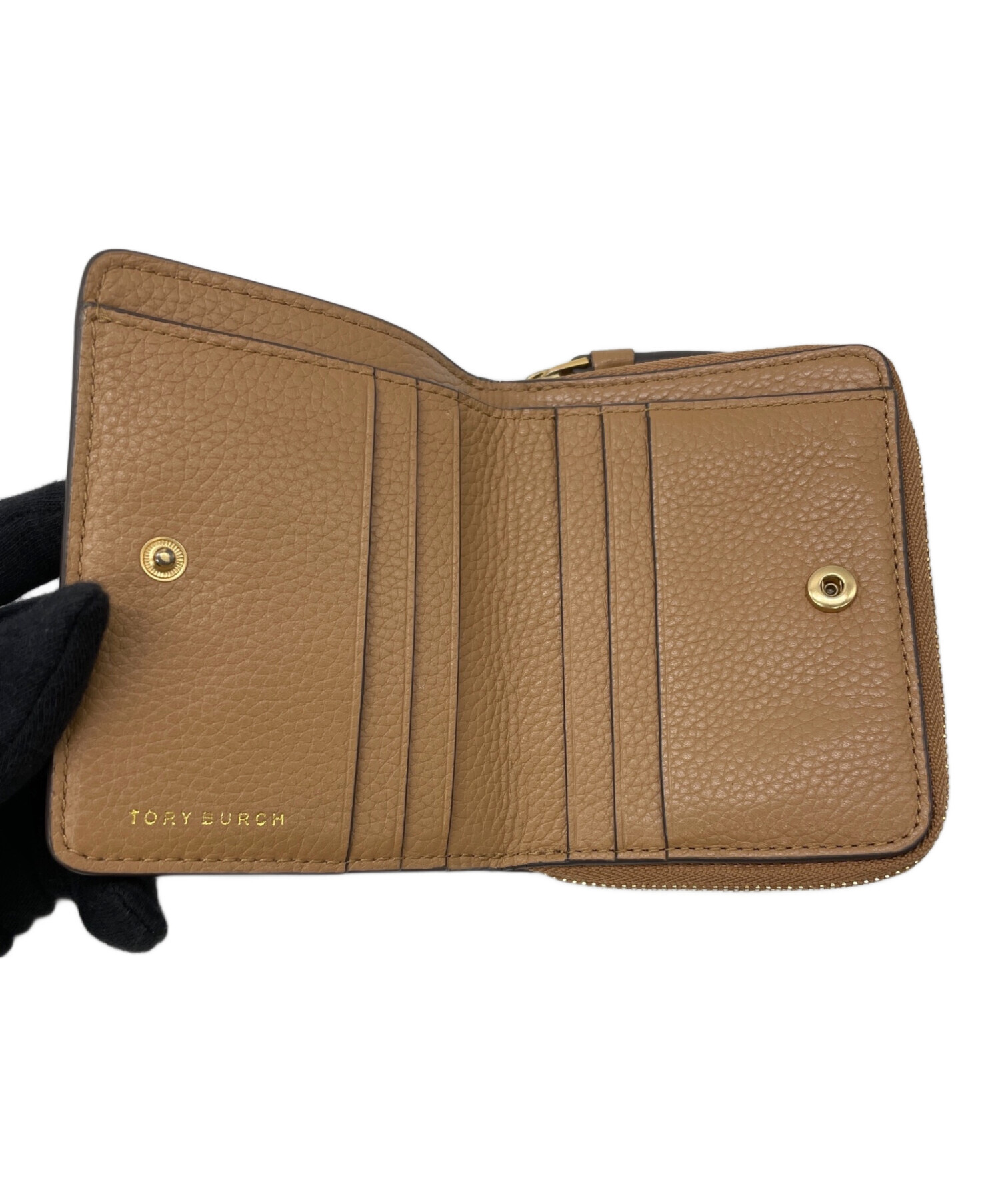 中古・古着通販】TORY BURCH (トリーバーチ) 2つ折り財布 キャメル
